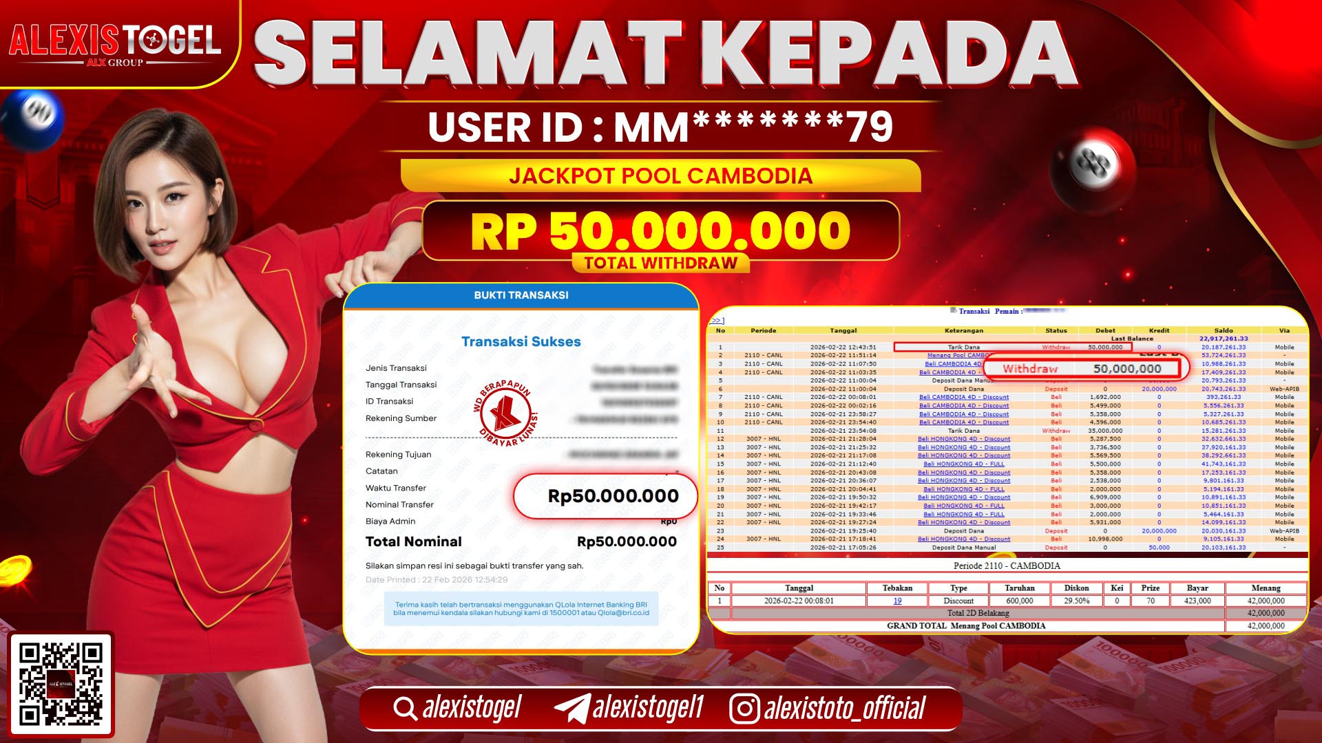 ALEXISTOGEL di TOGEL CAMBODIA RP.50.000.000,- LUNAS 