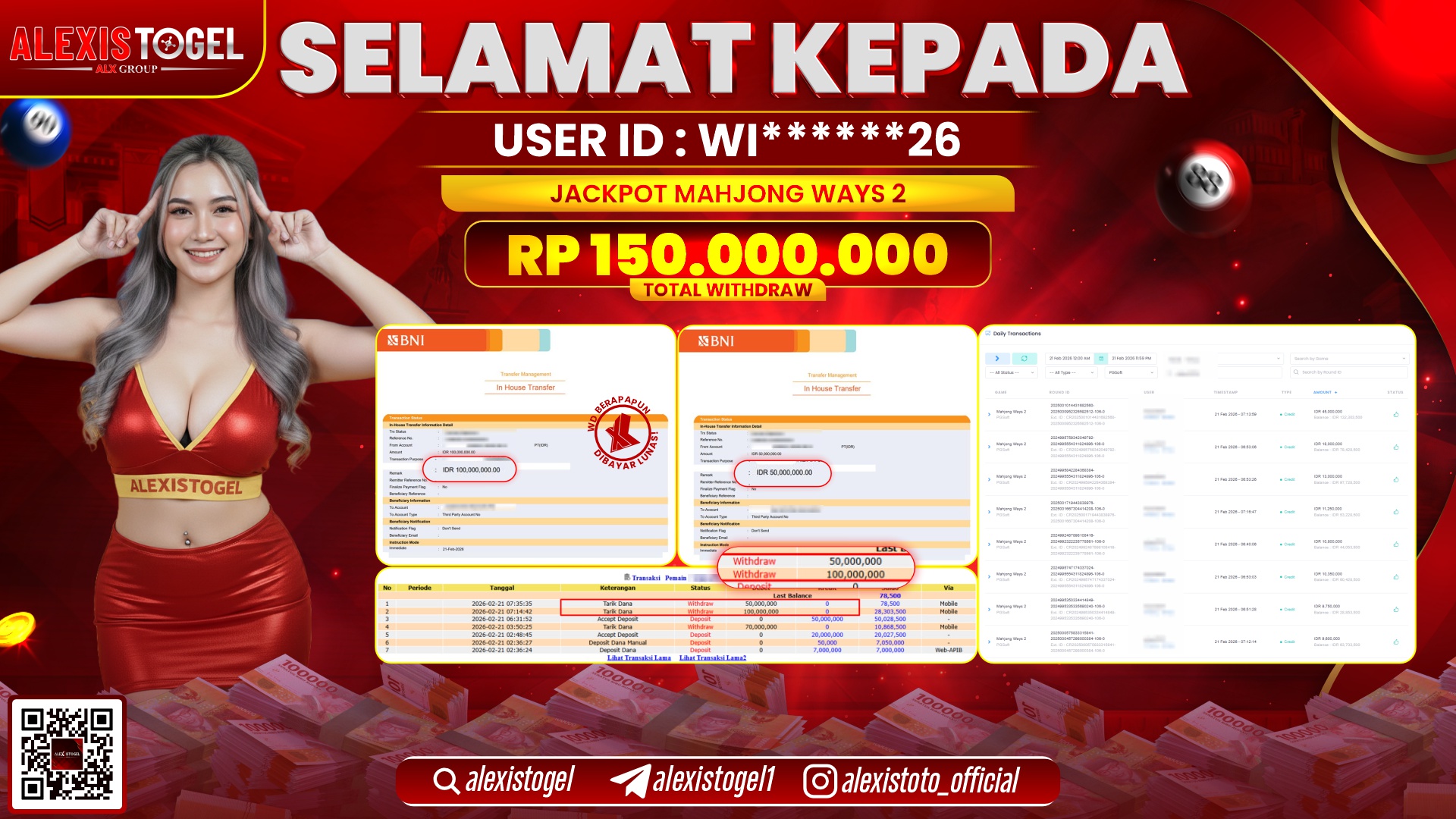 ALEXISTOGEL di SLOT MAHJONG WAYS 2 RP.150.000.000,- LUNAS 