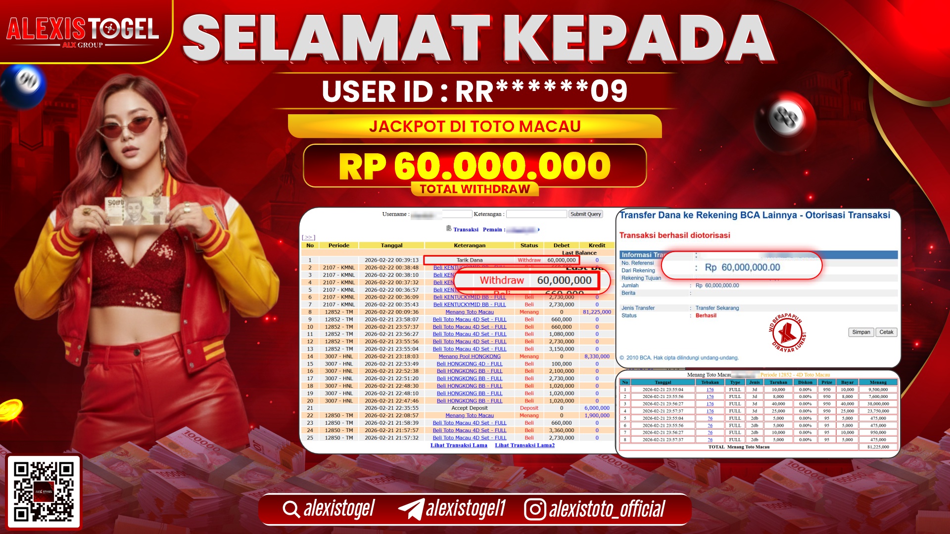 ALEXISTOGEL di TOGEL TOTO MACAU RP.60.000.000,- LUNAS 
