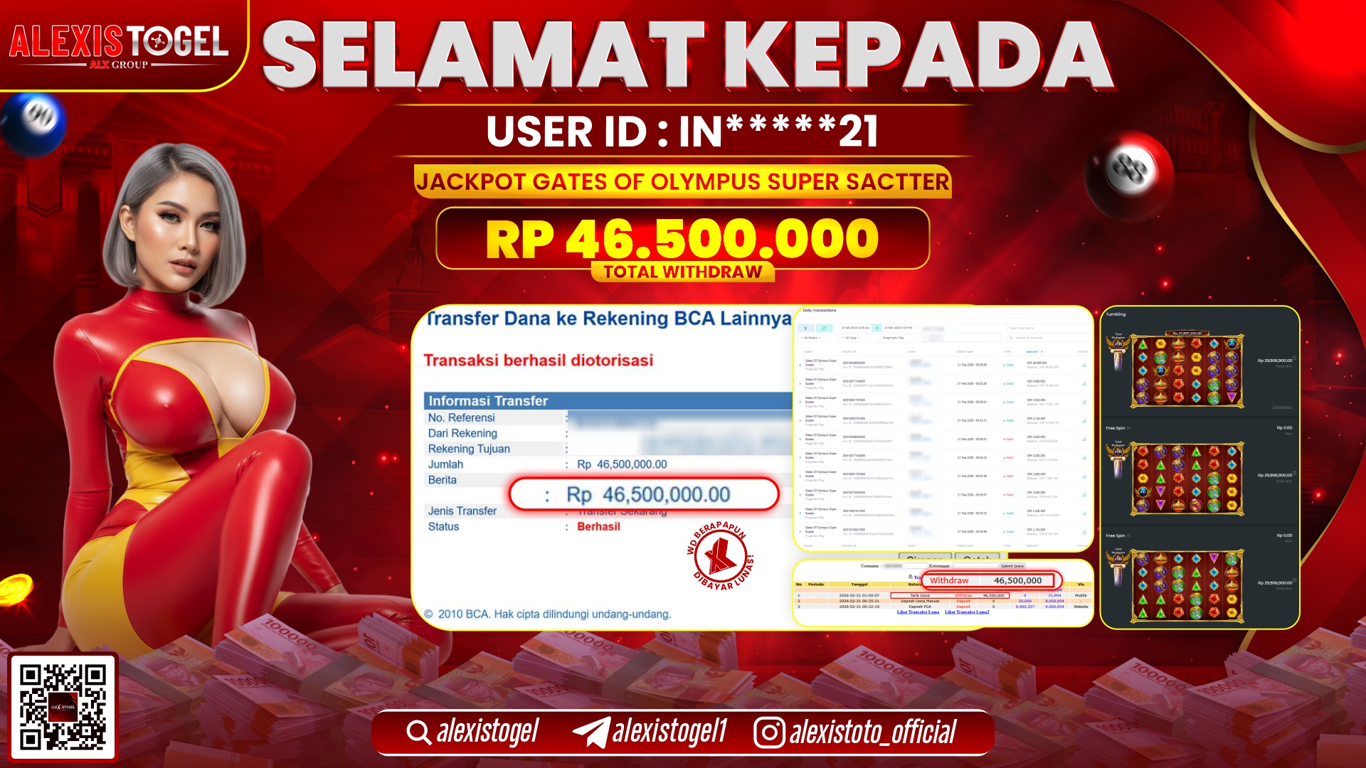 ALEXISTOGEL di SLOT GATES OF OLYMPUS SUPER SCATTER RP.46.500.000,- LUNAS 