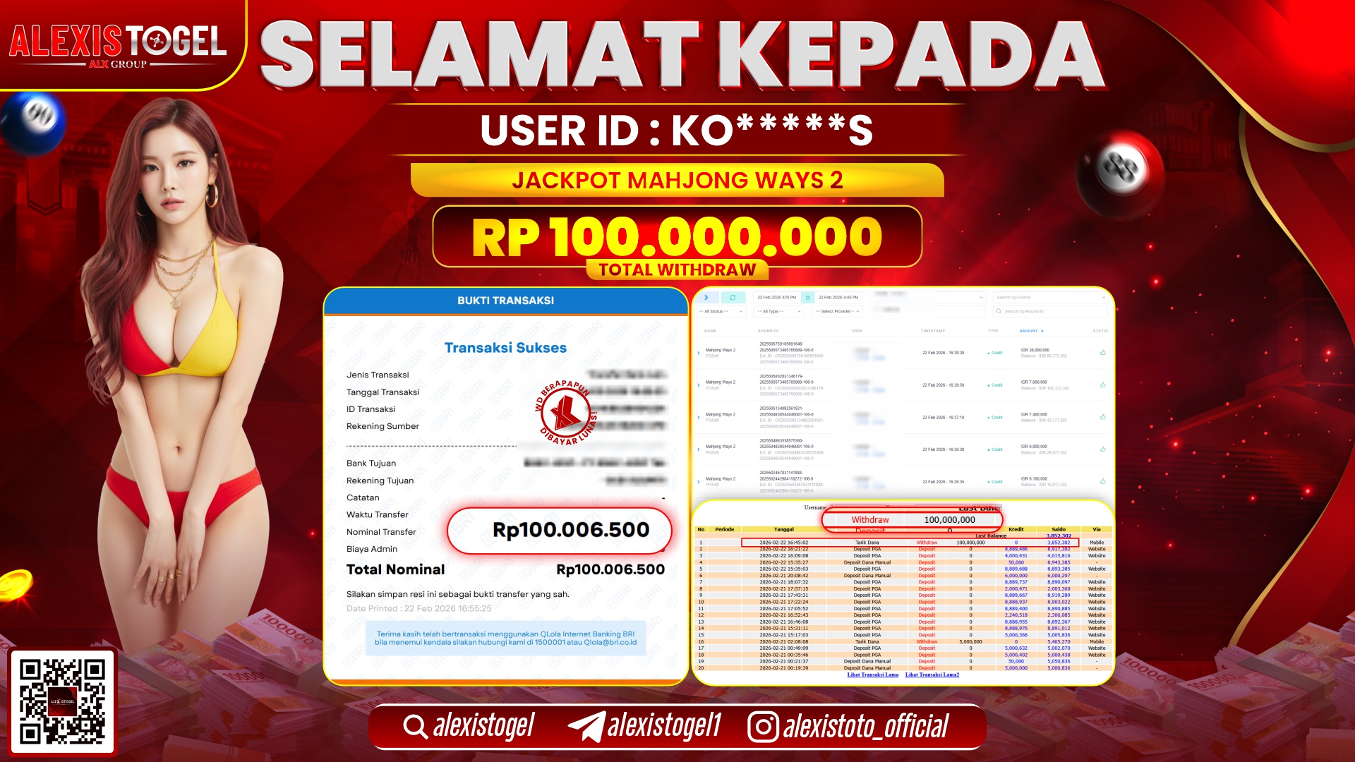 ALEXISTOGEL di SLOT MAHJONG WAYS 2 RP.100.000.000,- LUNAS 