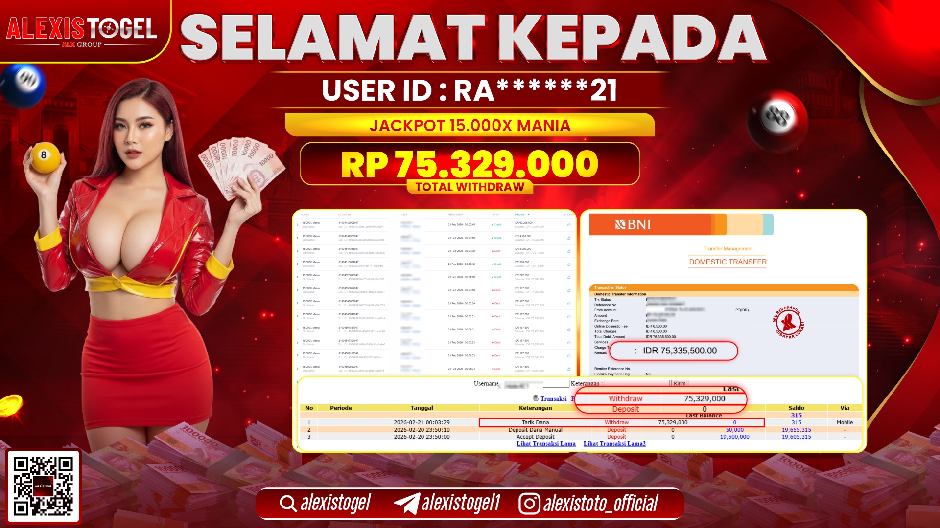 ALEXISTOGEL di SLOT 15.000X MANIA RP.75.329.000,- LUNAS 