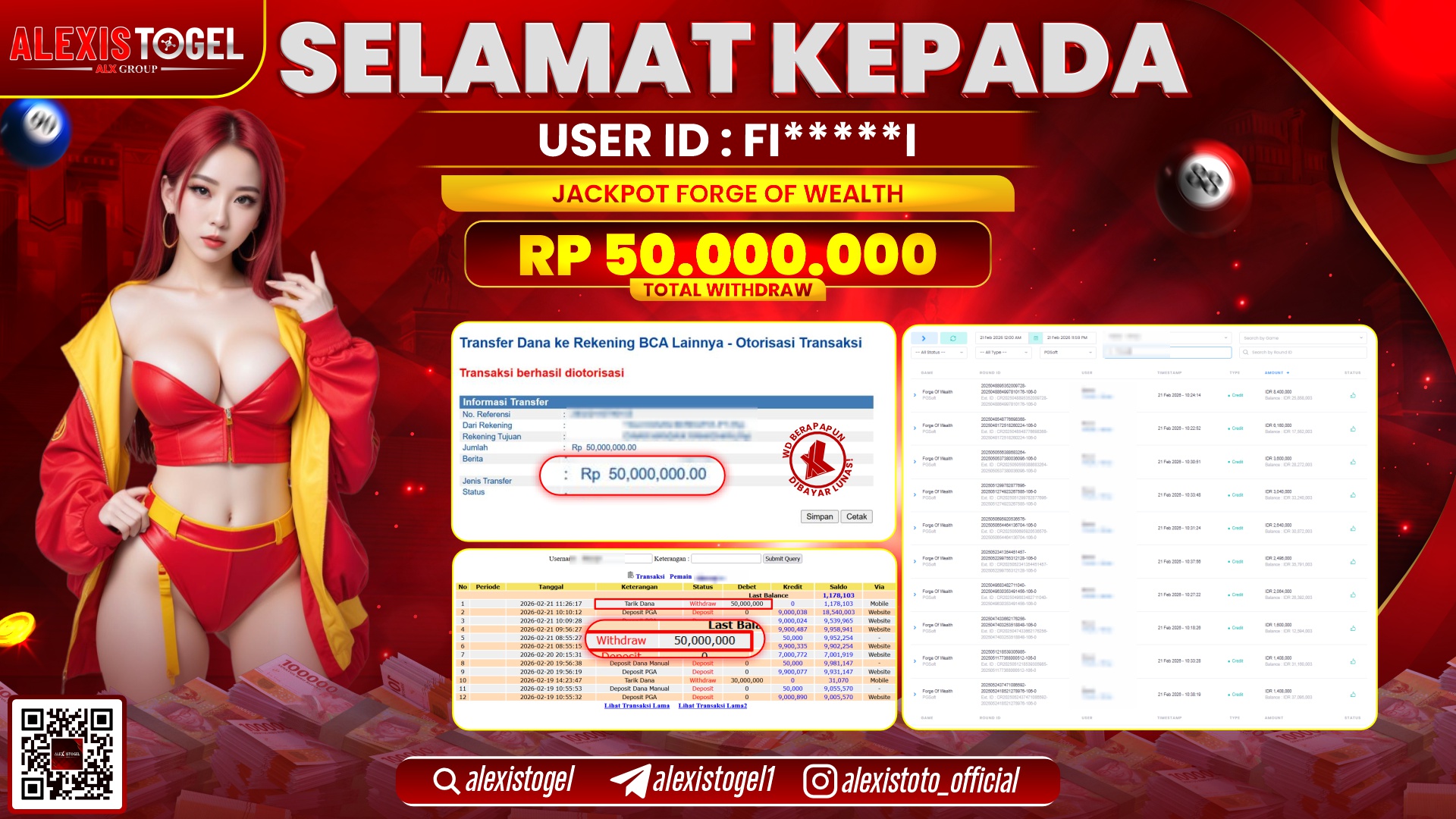 ALEXISTOGEL di SLOT FORGE OF WEALTH RP.50.000.000,- LUNAS 