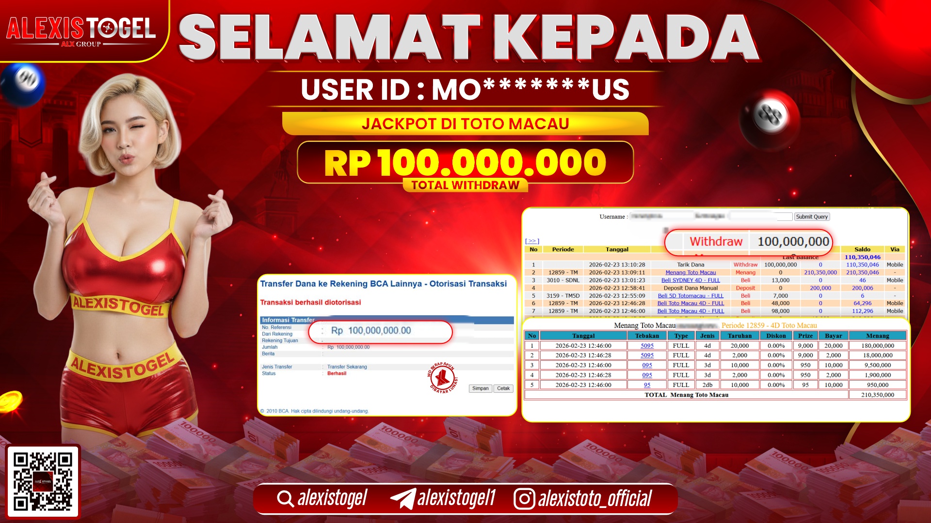 ALEXISTOGEL di TOGEL TOTO MACAU RP.100.000.000,- LUNAS 