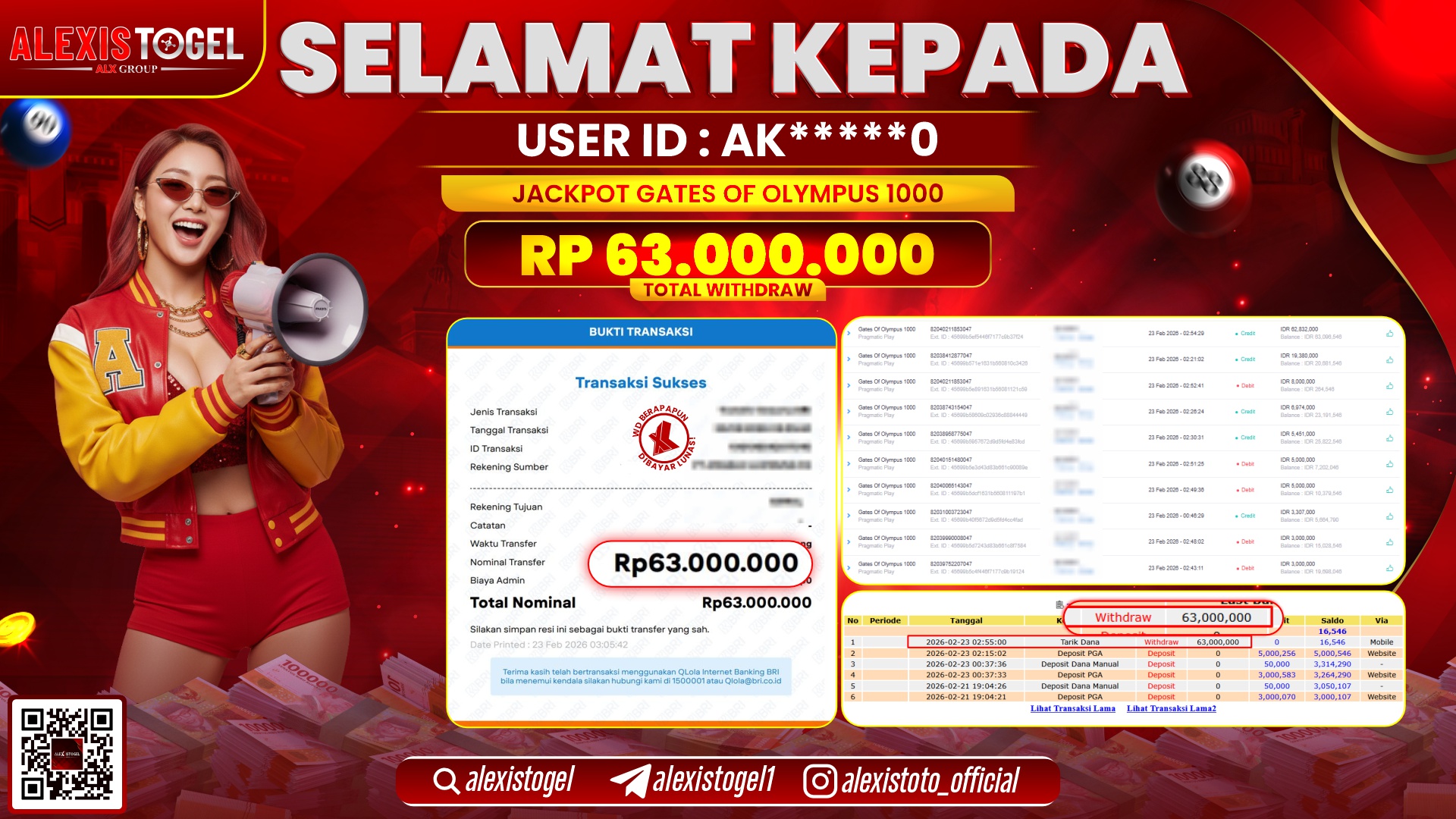 ALEXISTOGEL di SLOT GATES OF OLYMPUS 1000 RP.63.000.000,- LUNAS 