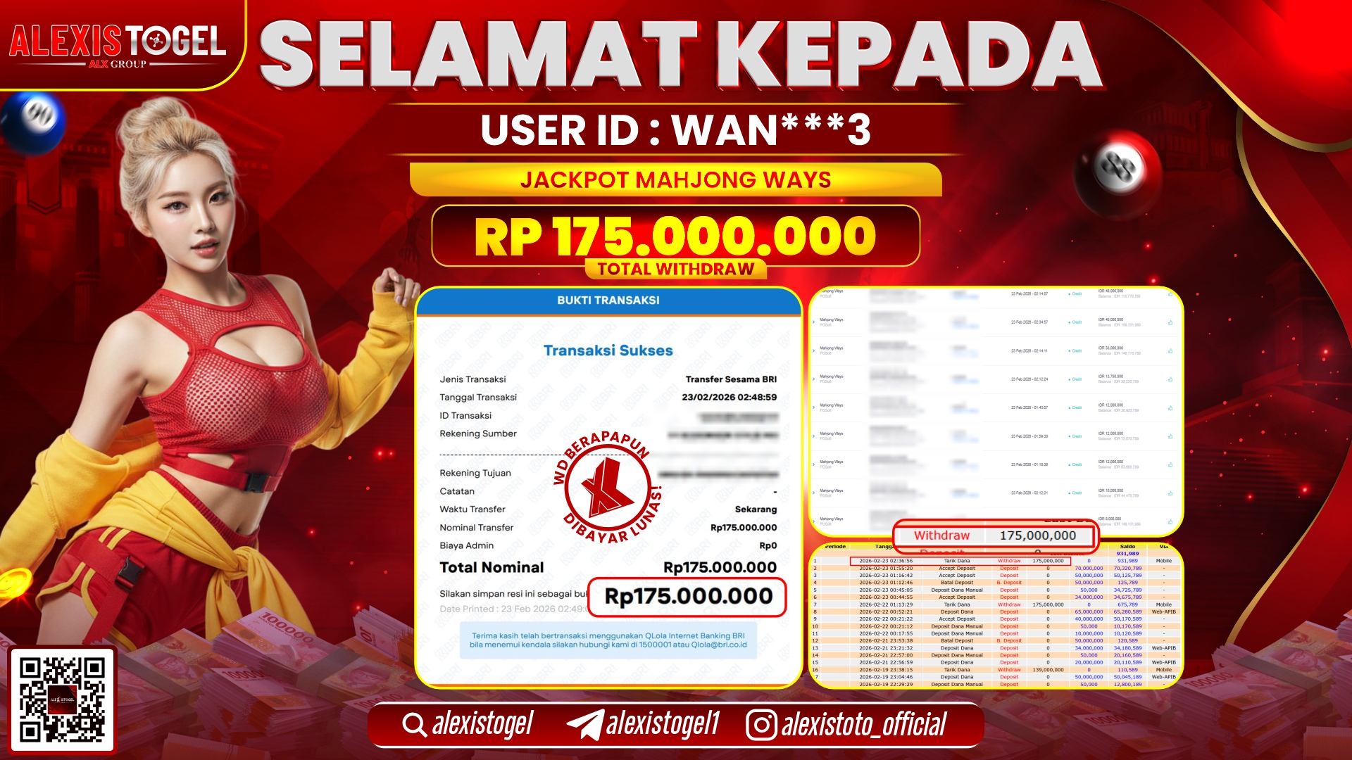 ALEXISTOGEL di SLOT MAHJONG WAYS RP.175.000.000,- LUNAS 