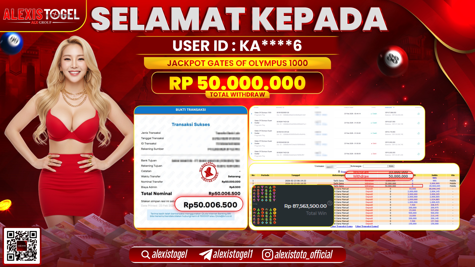 ALEXISTOGEL di SLOT GATES OF OLYMPUS 1000 RP.50.000.000,- LUNAS 