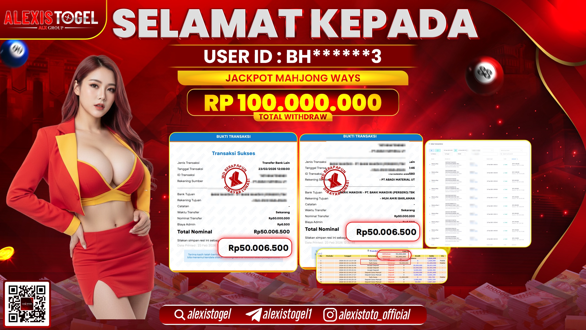 ALEXISTOGEL di SLOT MAHJONG WAYS RP.100.000.000,- LUNAS 