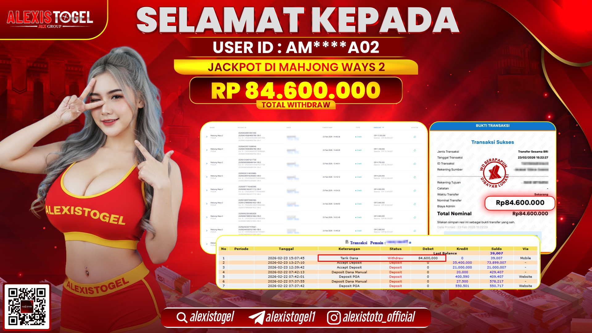 ALEXISTOGEL di SLOT MAHJONG WAYS 2 RP.84.600.000,- LUNAS 