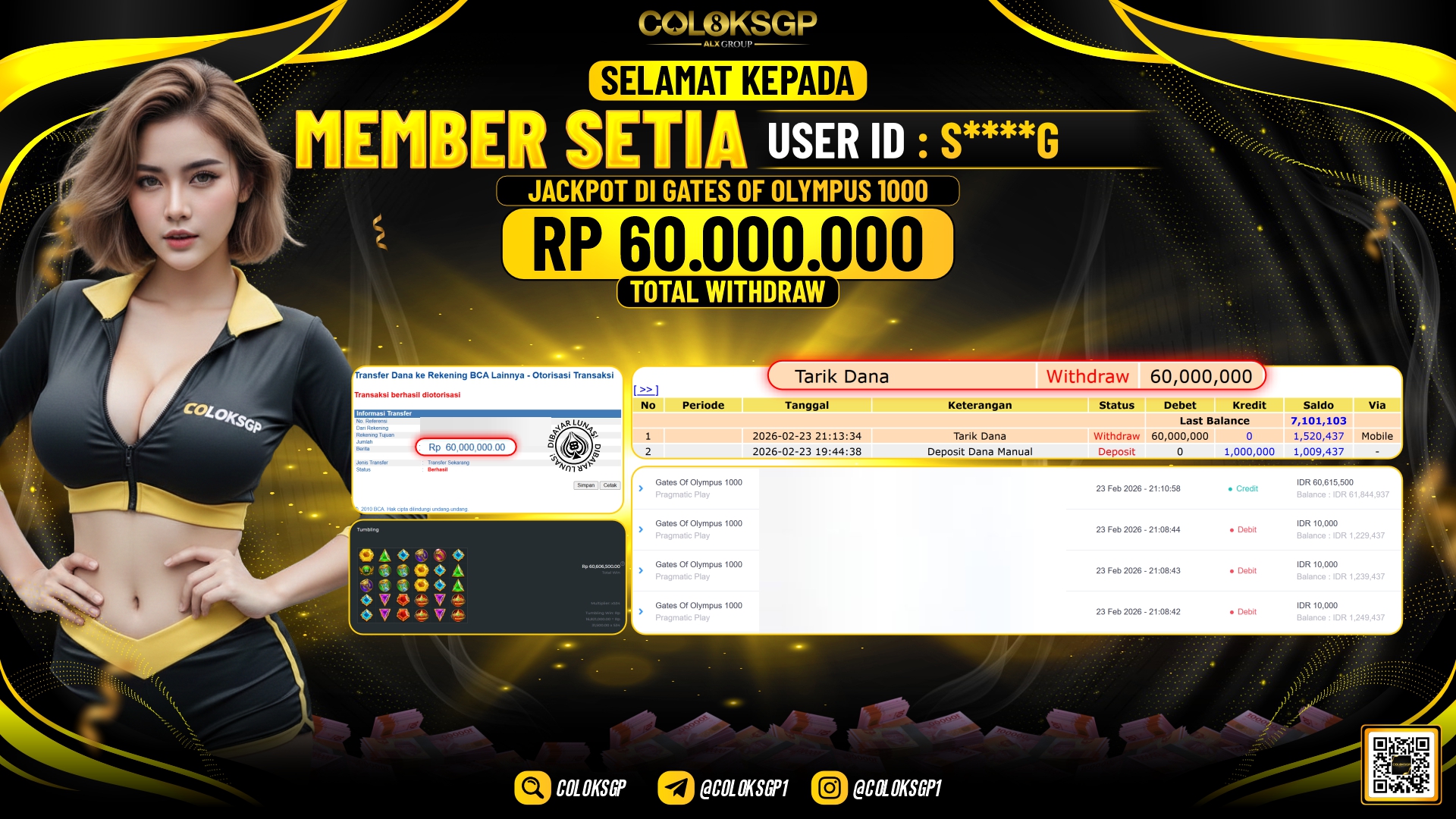 COLOKSGP JACKPOT DI GATES OF OLYMPUS 1000