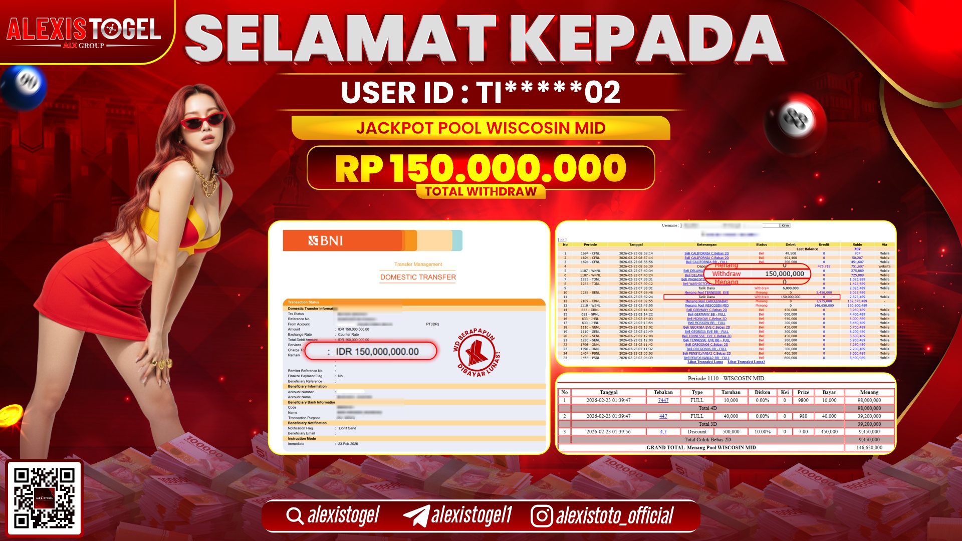 ALEXISTOGEL di TOGEL WISCOSIN MID RP.150.000.000,- LUNAS 