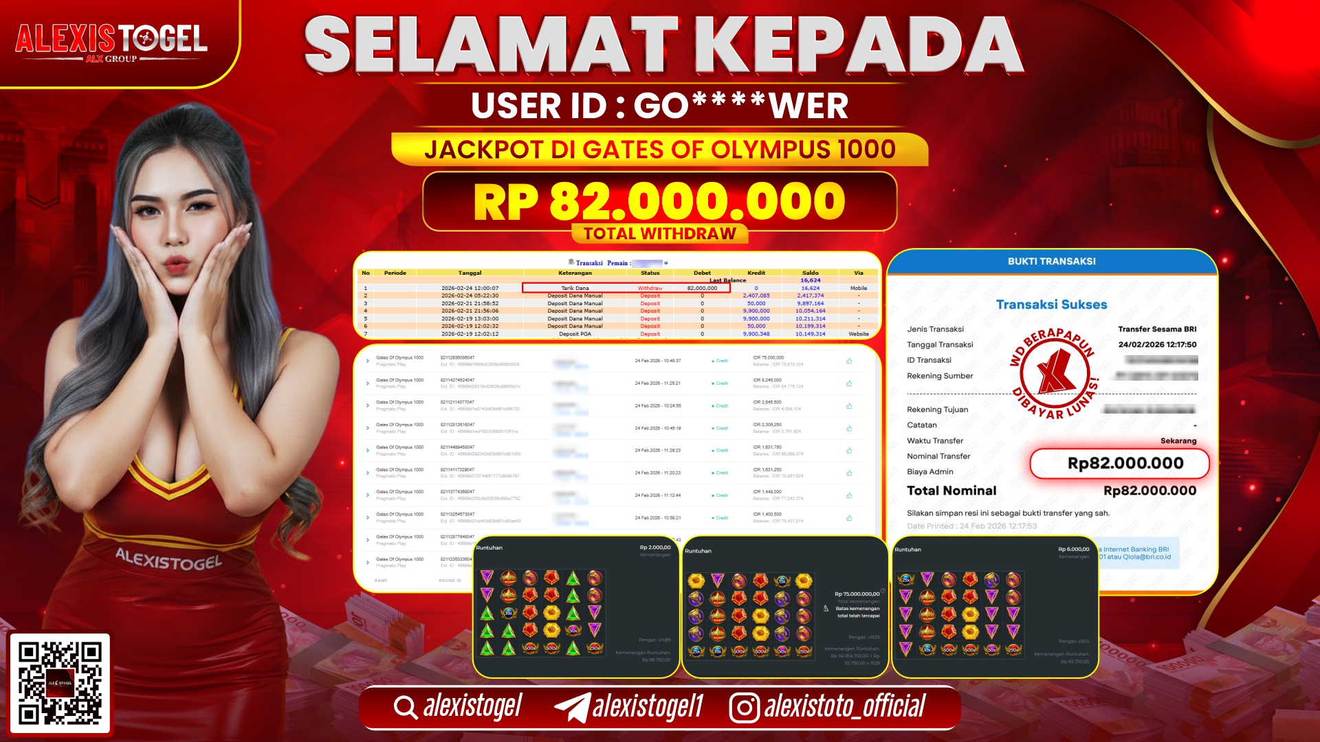 ALEXISTOGEL di SLOT GATES OF OLYMPUS 1000 RP.82.000.000,- LUNAS 