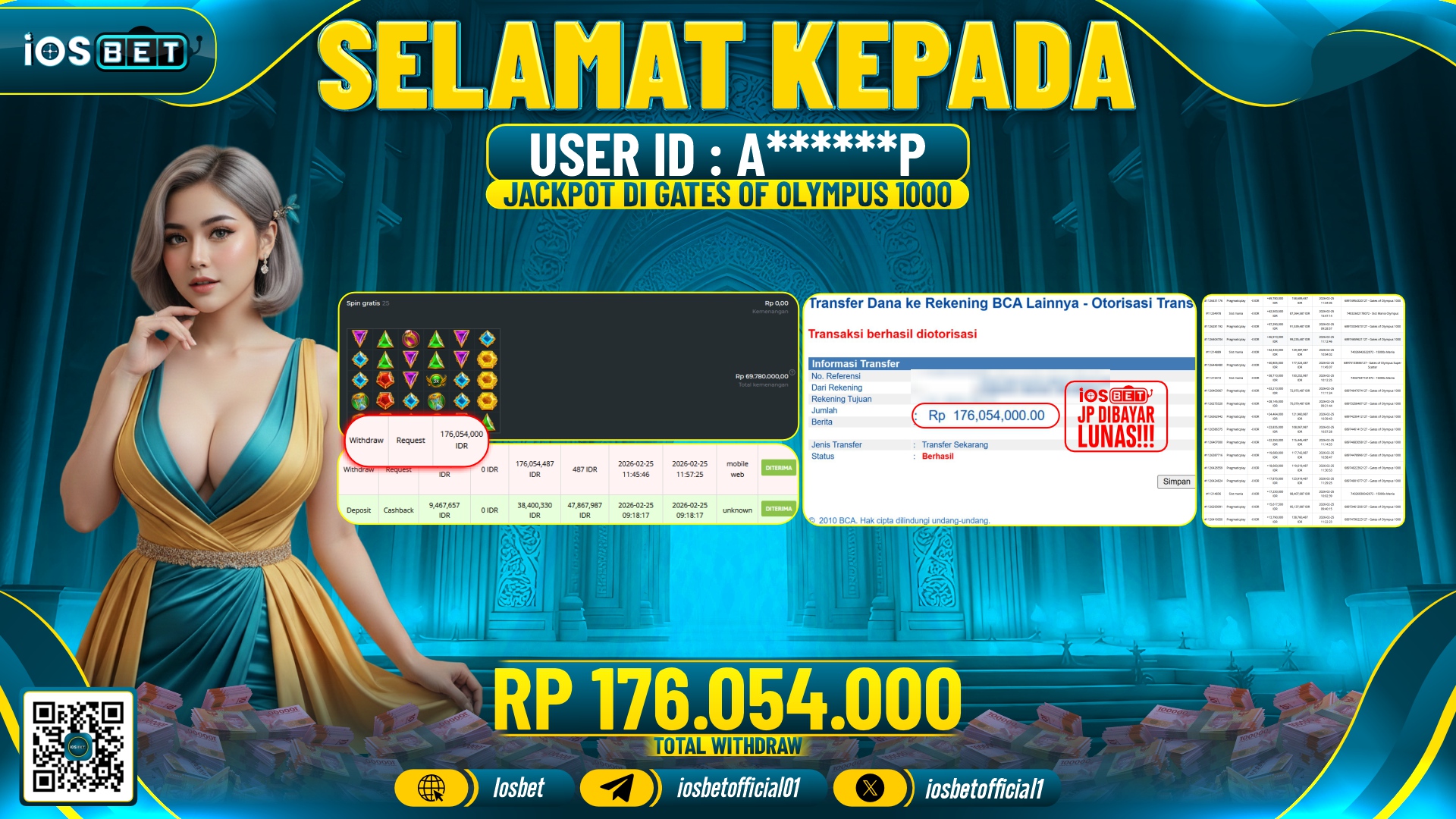 Bukti Pembayaran LUNAS SLOT GAME GACOR Rp.176.054.000,-