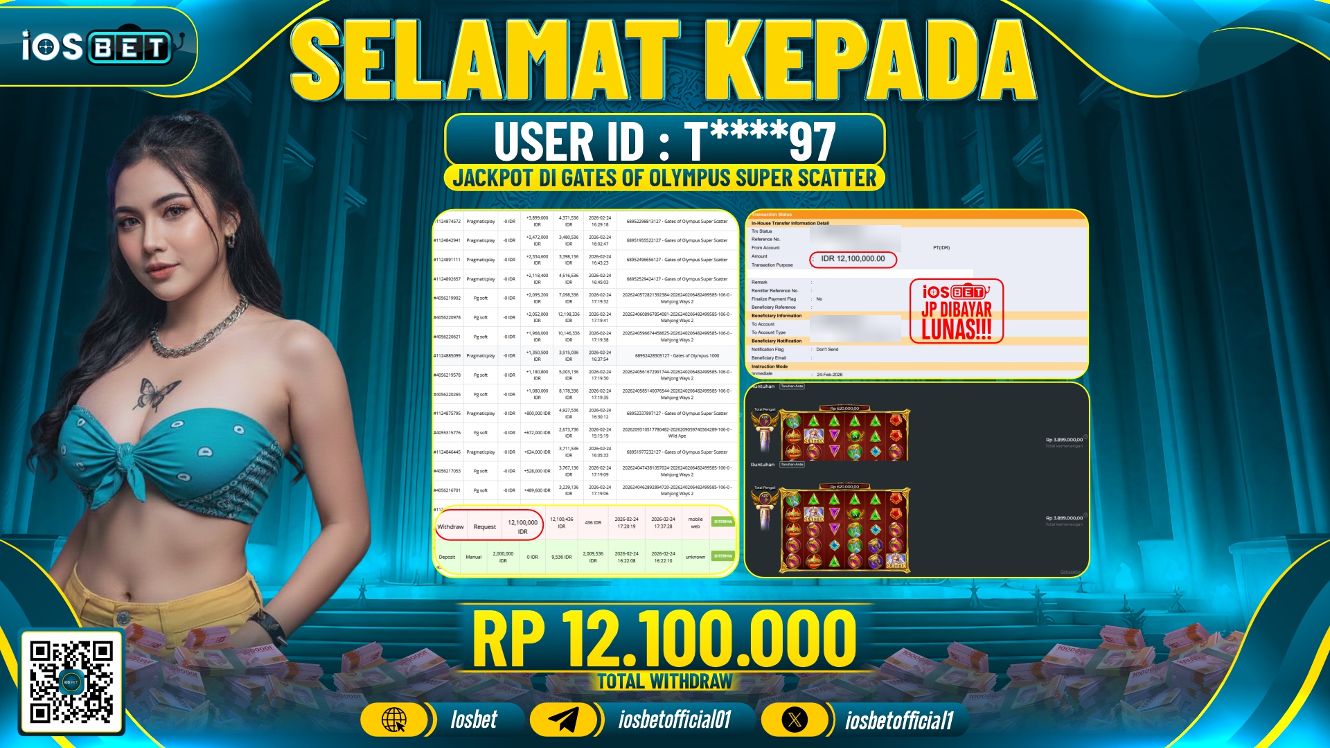 Bukti Pembayaran LUNAS SLOT GAME GACOR Rp.12.100.000,-