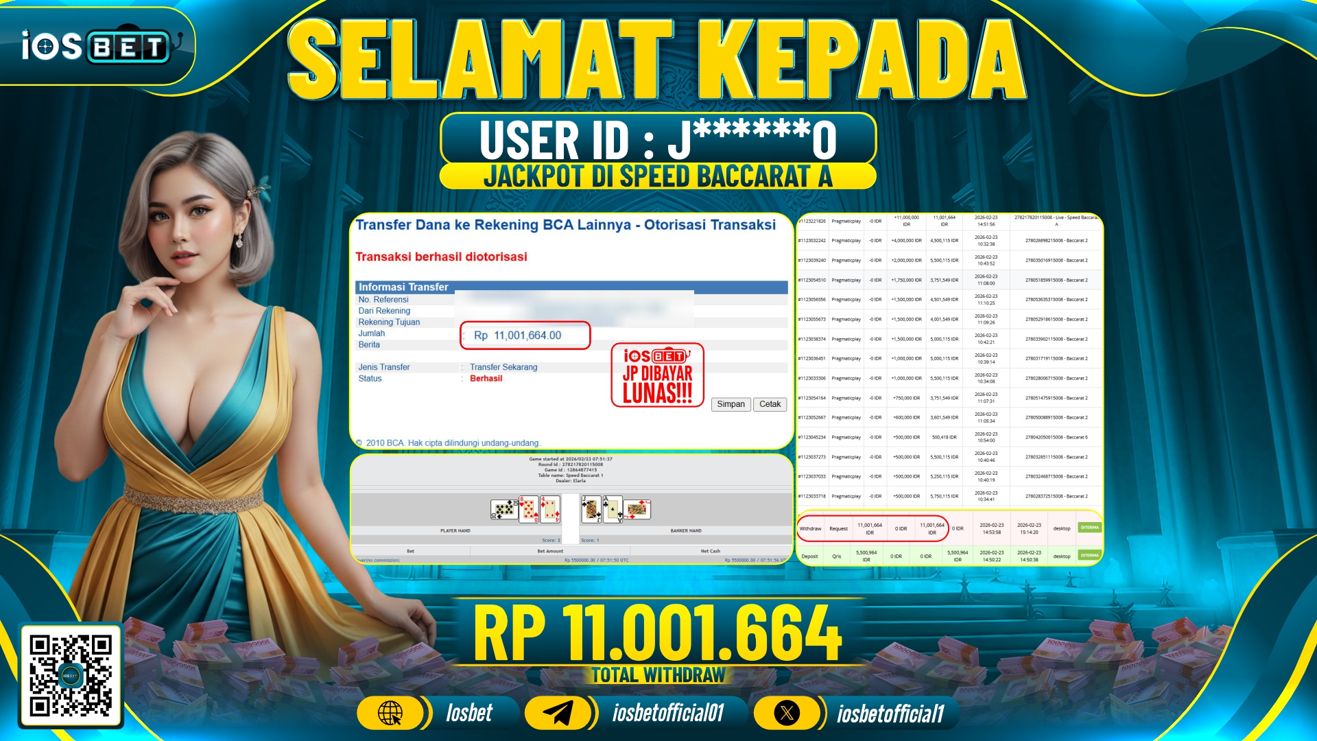 Bukti Pembayaran LUNAS LIVE GAME GACOR Rp.11.004.664,-