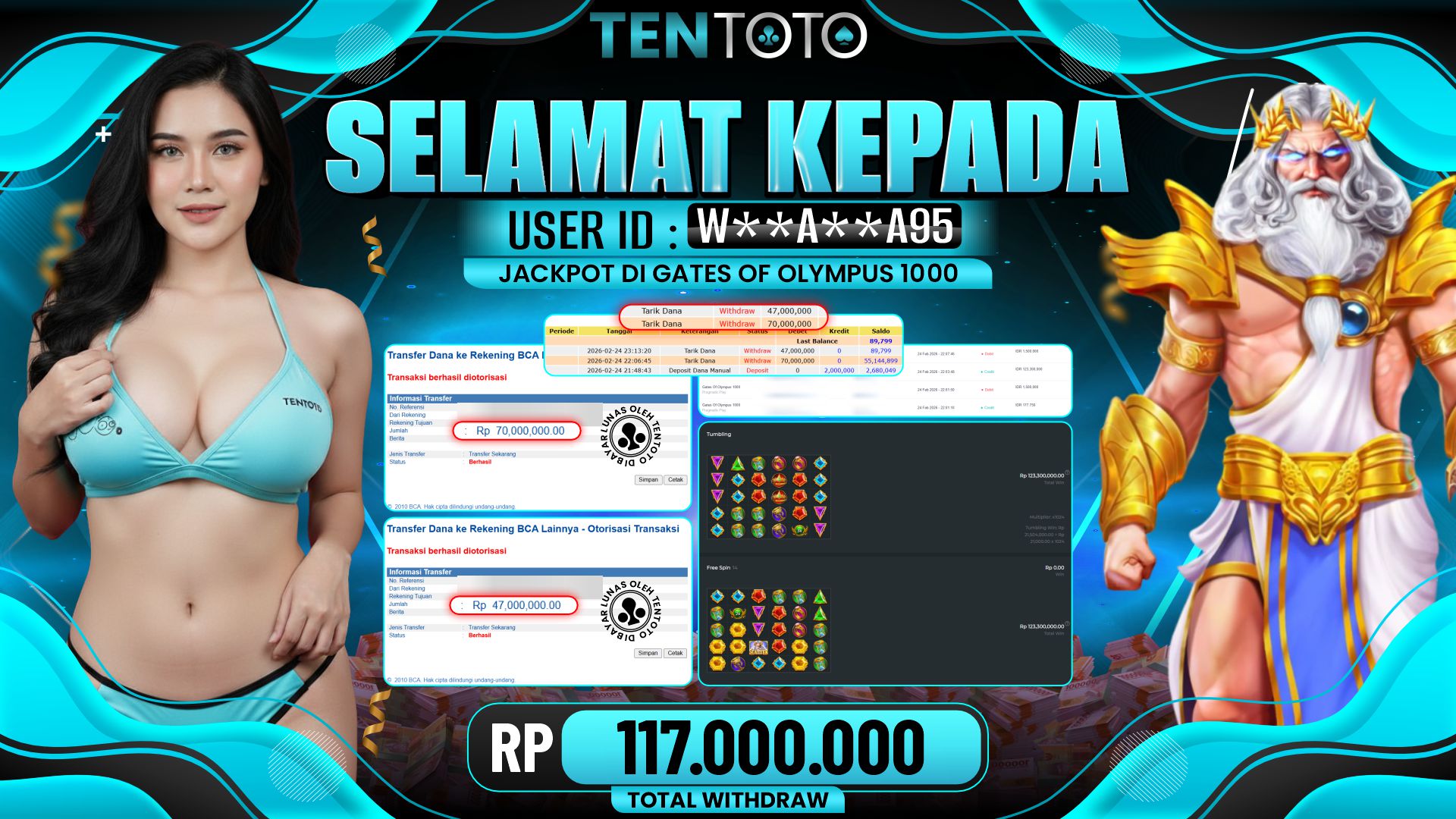 TENTOTO Gates Of Olympus 1000 Rp. 117.000.000,- LUNAS