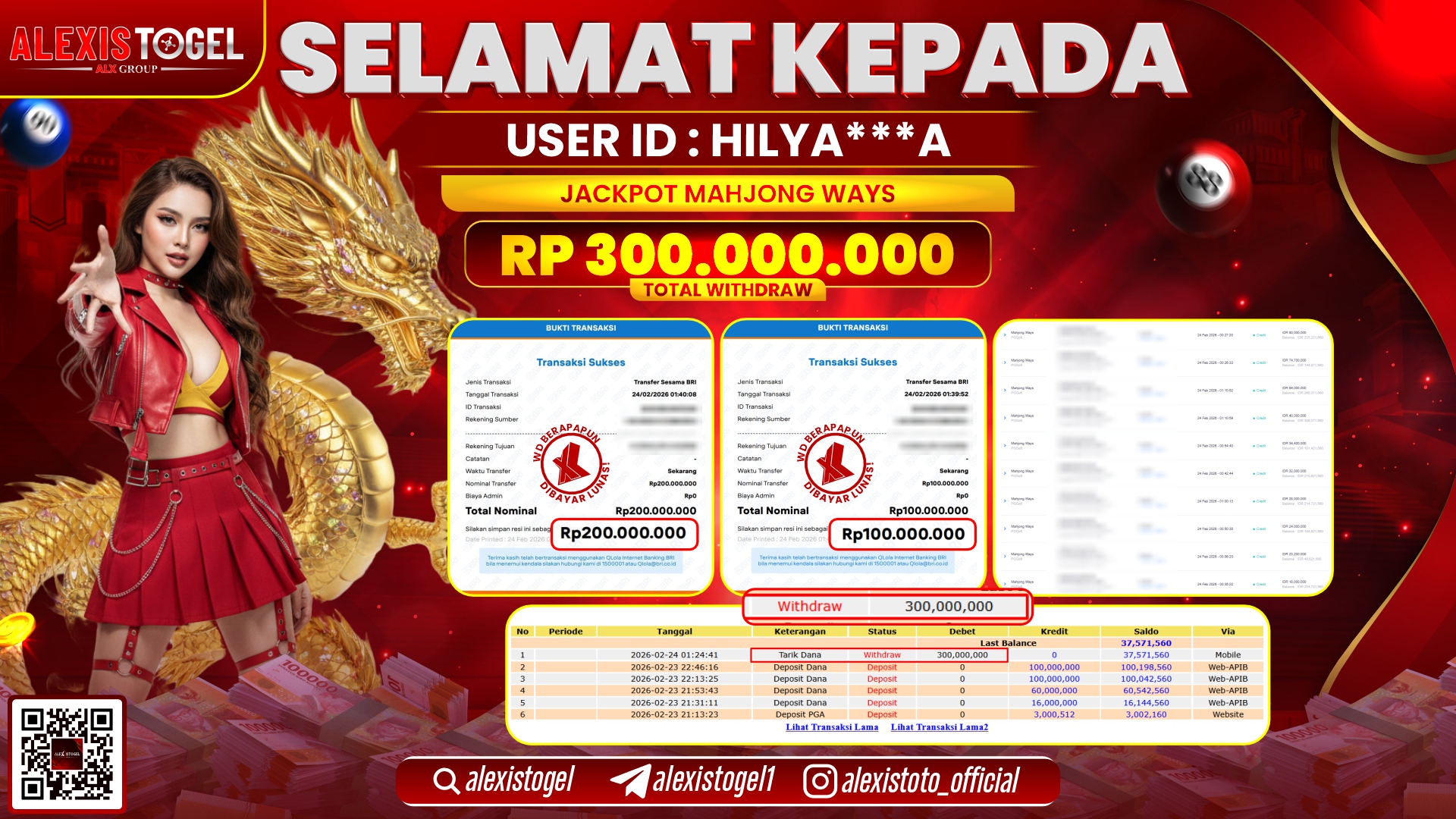 ALEXISTOGEL di SLOT MAHJONG WAYS RP.300.000.000,- LUNAS 