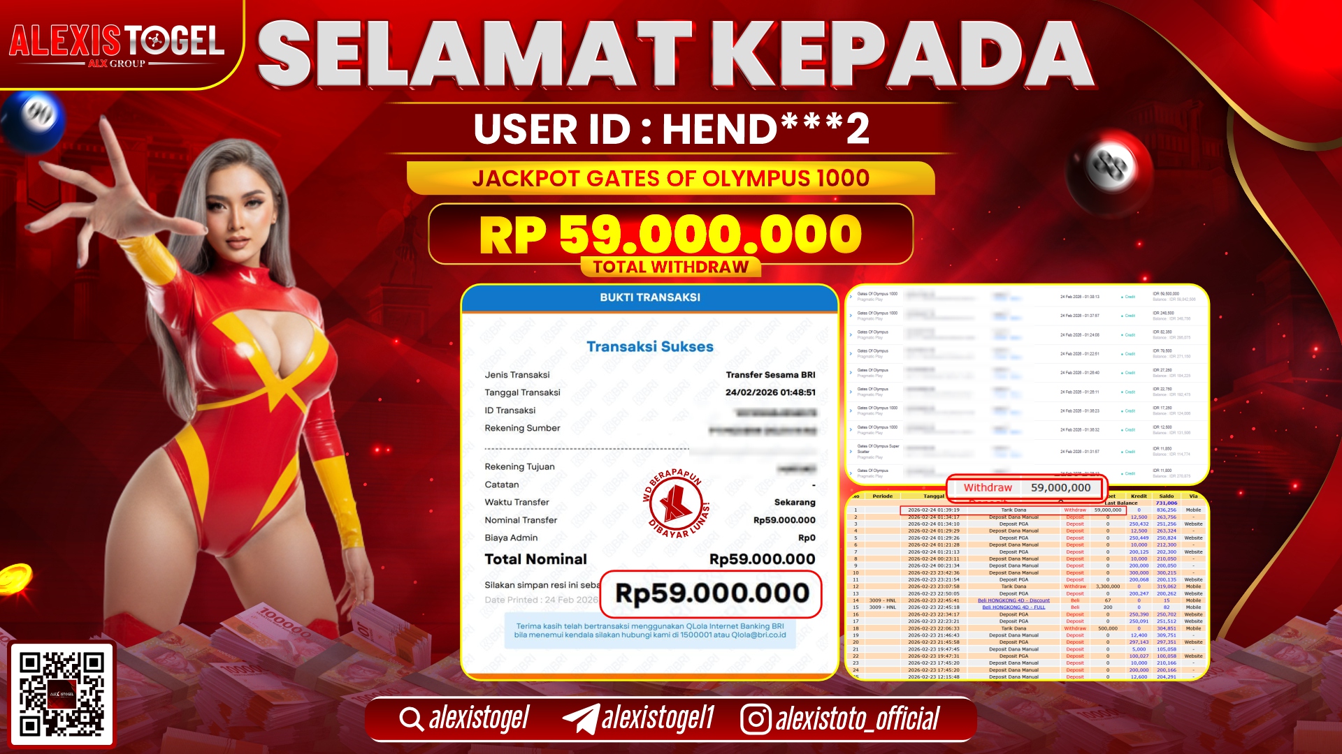 ALEXISTOGEL di SLOT GATES OF OLYMPUS 1000 RP.59.000.000,- LUNAS 