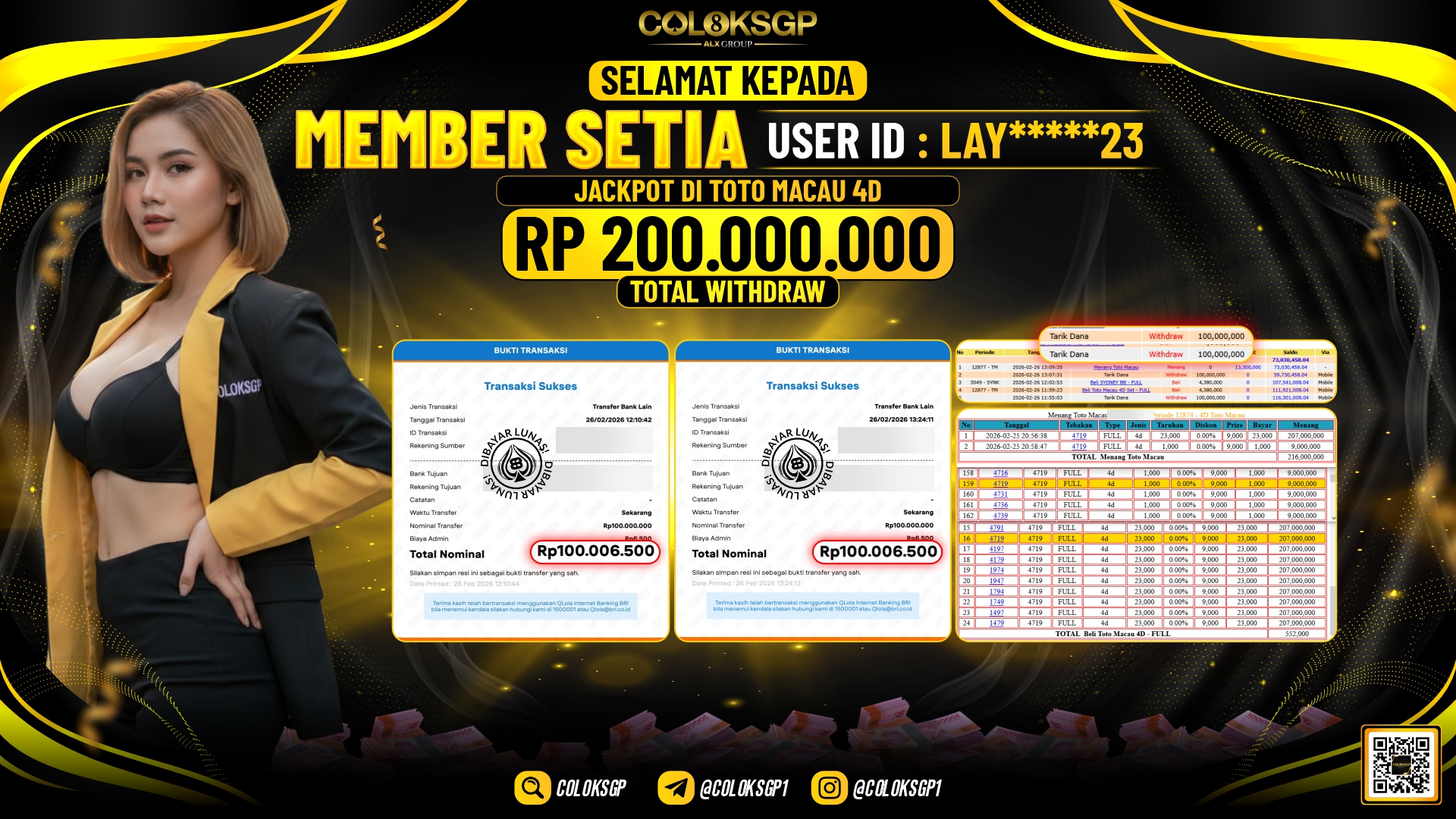 COLOKSGP JACKPOT DI TOTO MACAU 4D