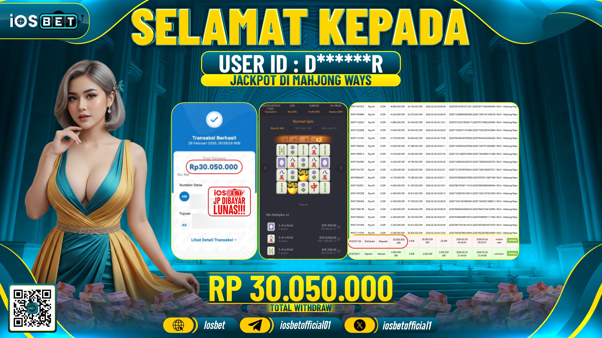 Bukti Pembayaran LUNAS SLOT GAME GACOR Rp.30.050.000,-