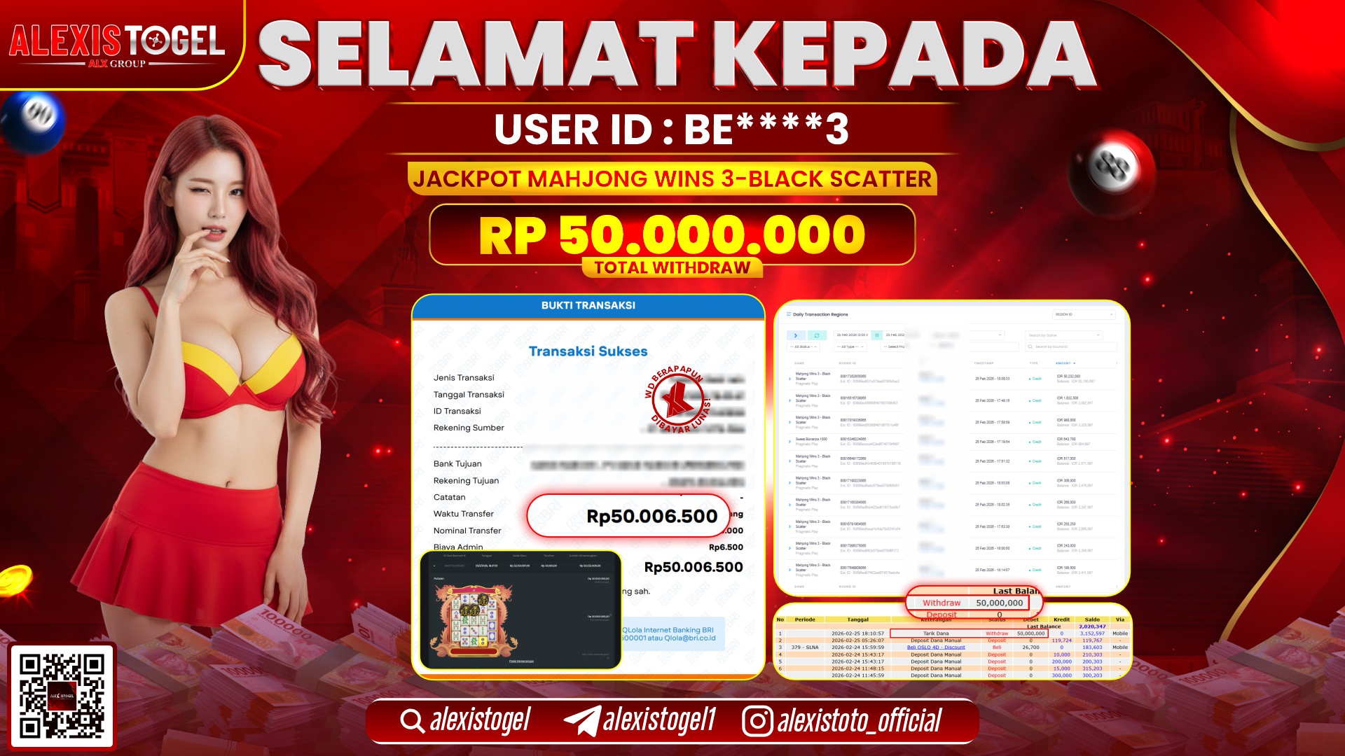 ALEXISTOGEL di SLOT MAHJONG WINS 3-BLACK SCATTER RP.50.000.000,- LUNAS 