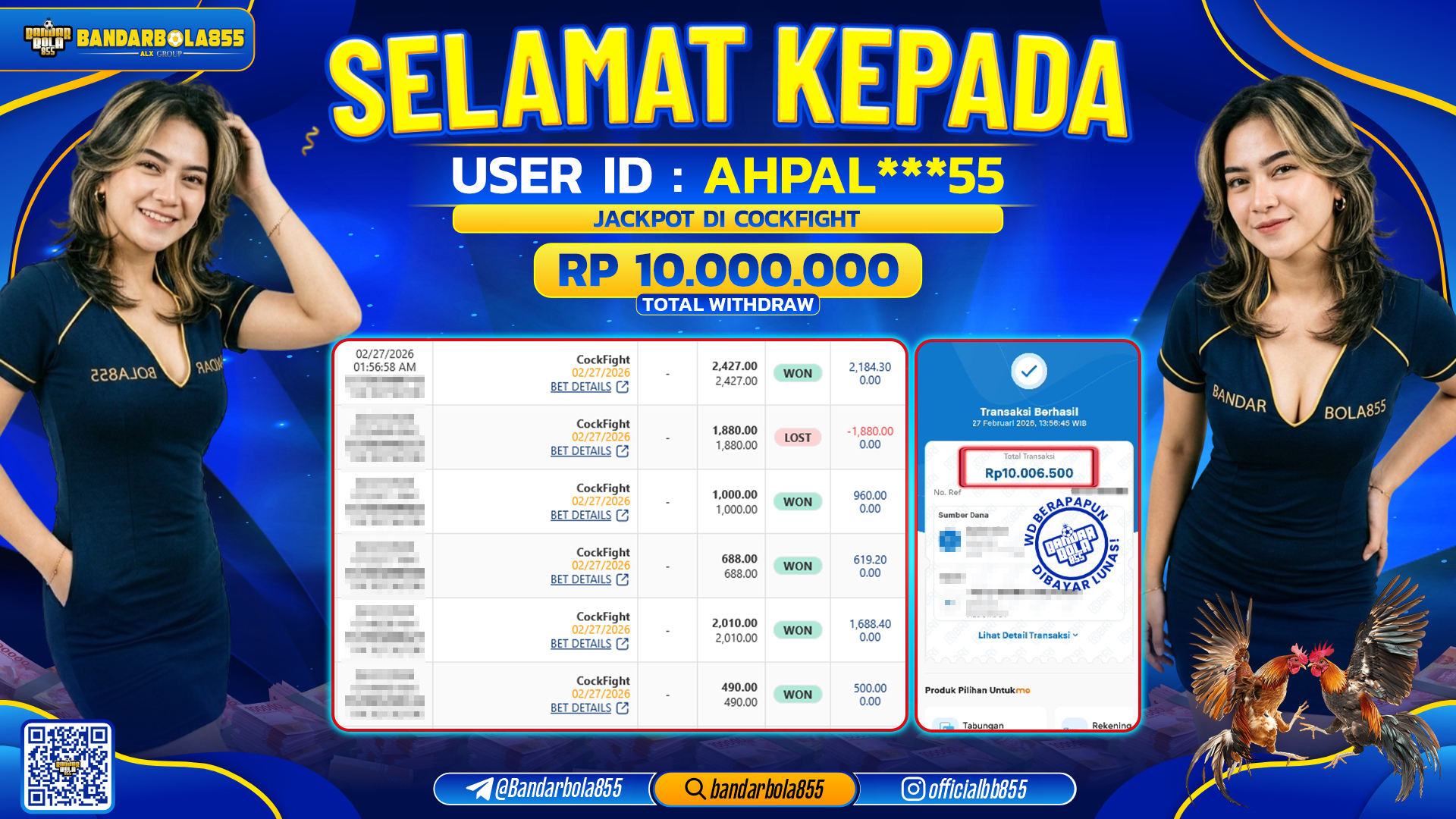 🎖 JACKPOT BANDARBOLA855 di COCKFIGHT  Rp10.000.000 🎖