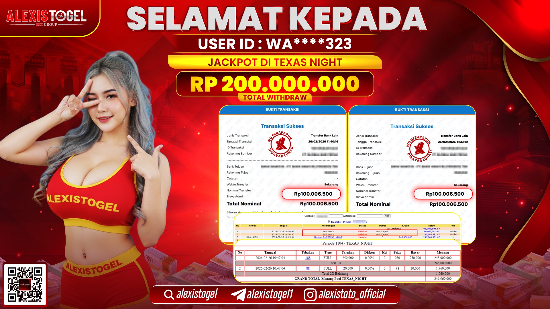 ALEXISTOGEL di TOGEL TEXAS NIGHT RP.200.000.000,- LUNAS 