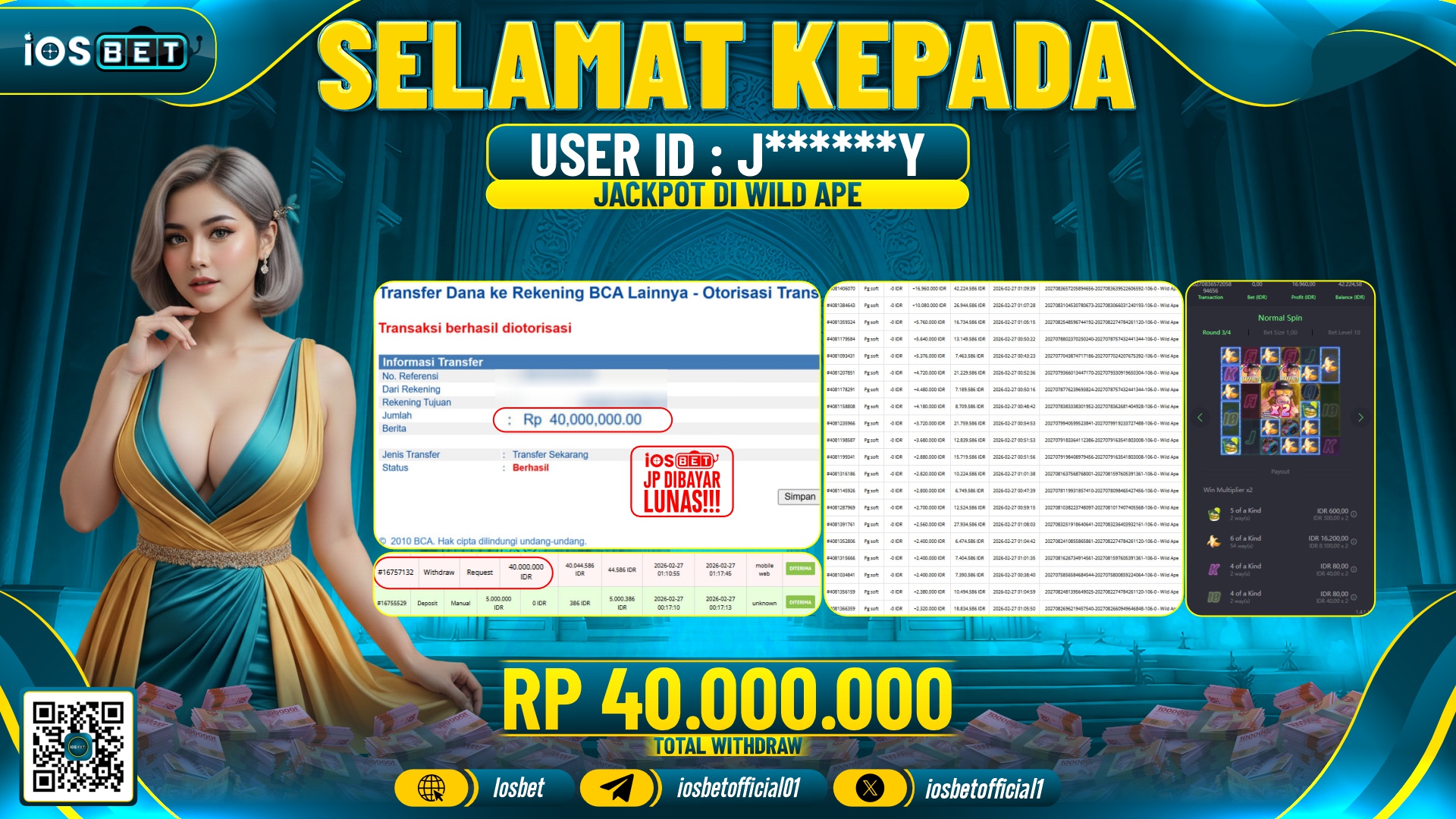 Bukti Pembayaran LUNAS SLOT GAME GACOR Rp.40.000.000,-