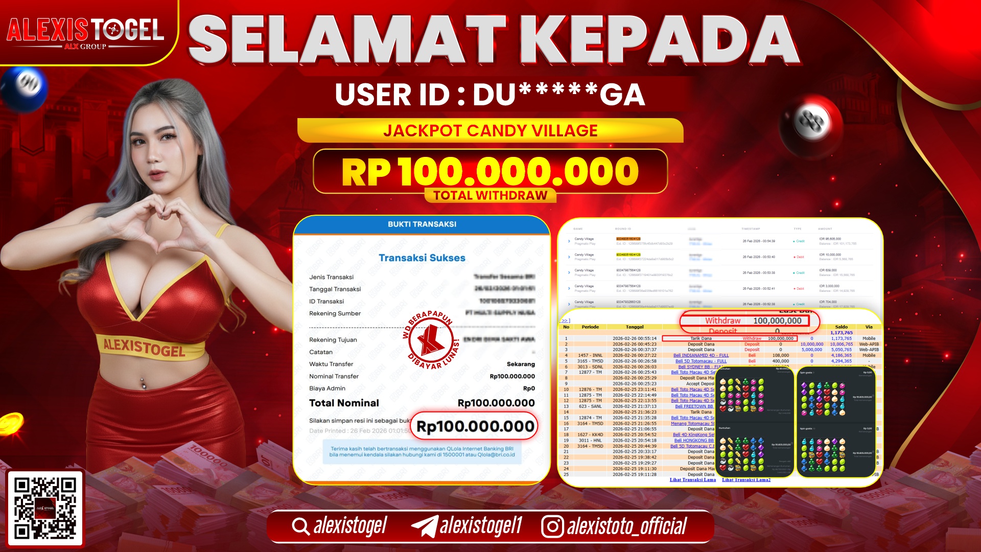 ALEXISTOGEL di SLOT CANDY VILLAGE RP.100.000.000,- LUNAS 