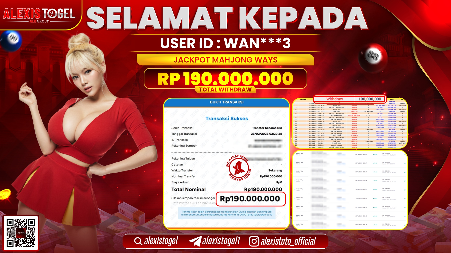 ALEXISTOGEL di SLOT MAHJONG WAYS RP.190.000.000,- LUNAS 