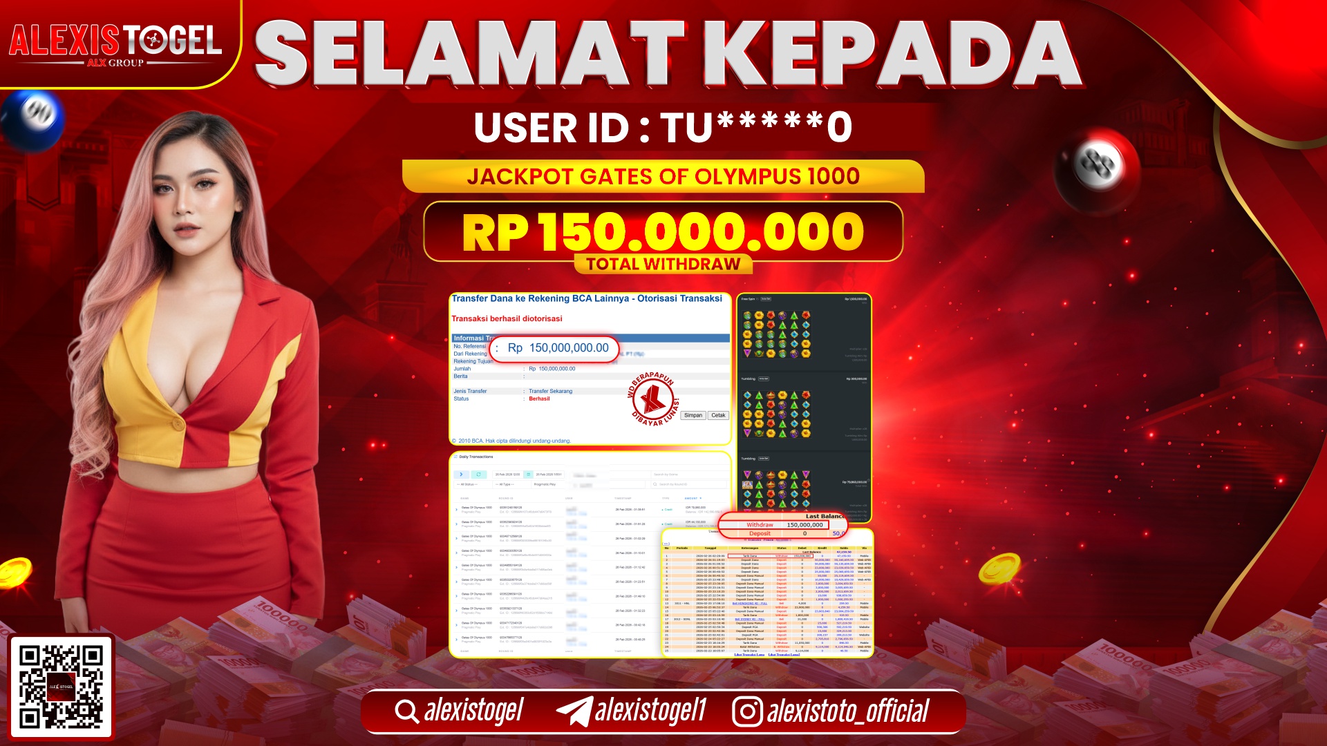 ALEXISTOGEL di SLOT GATES OF OLYMPUS 1000 RP.150.000.000,- LUNAS 