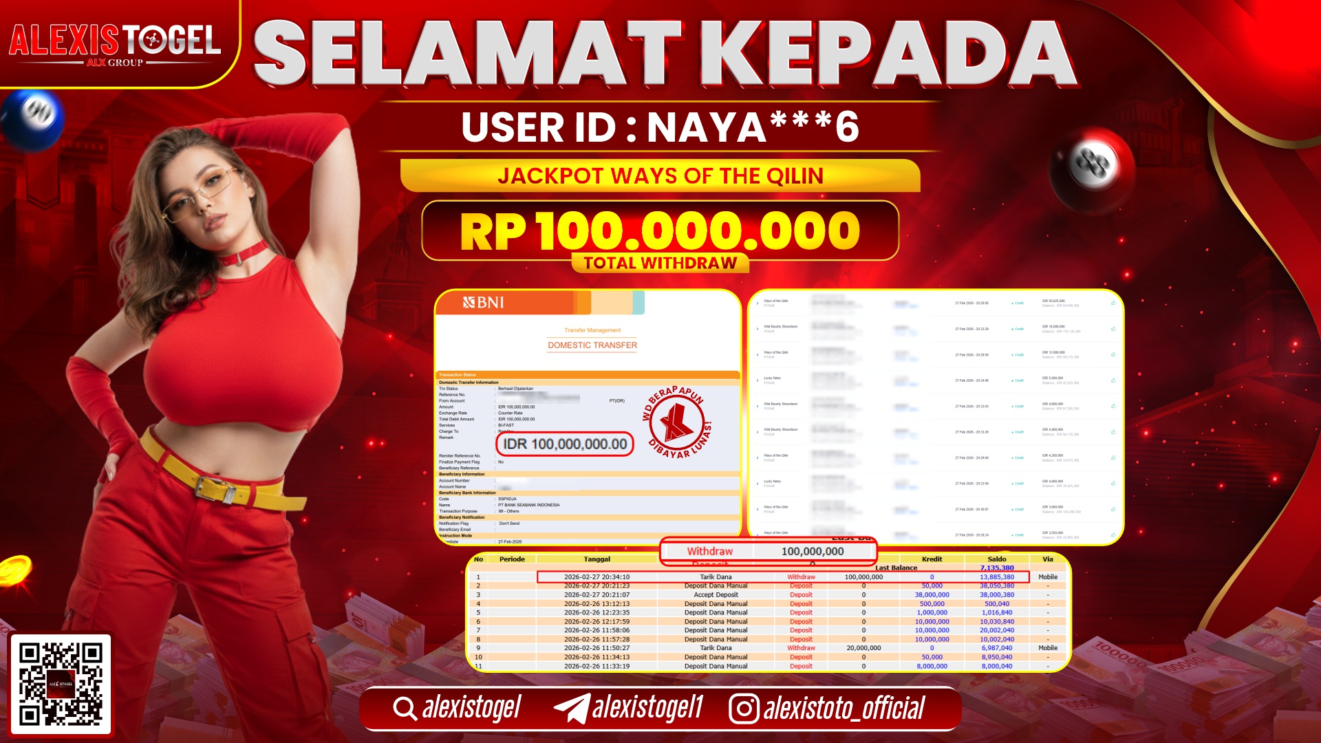 ALEXISTOGEL di SLOT WAYS OF THE QILIN RP.100.000.000,- LUNAS 