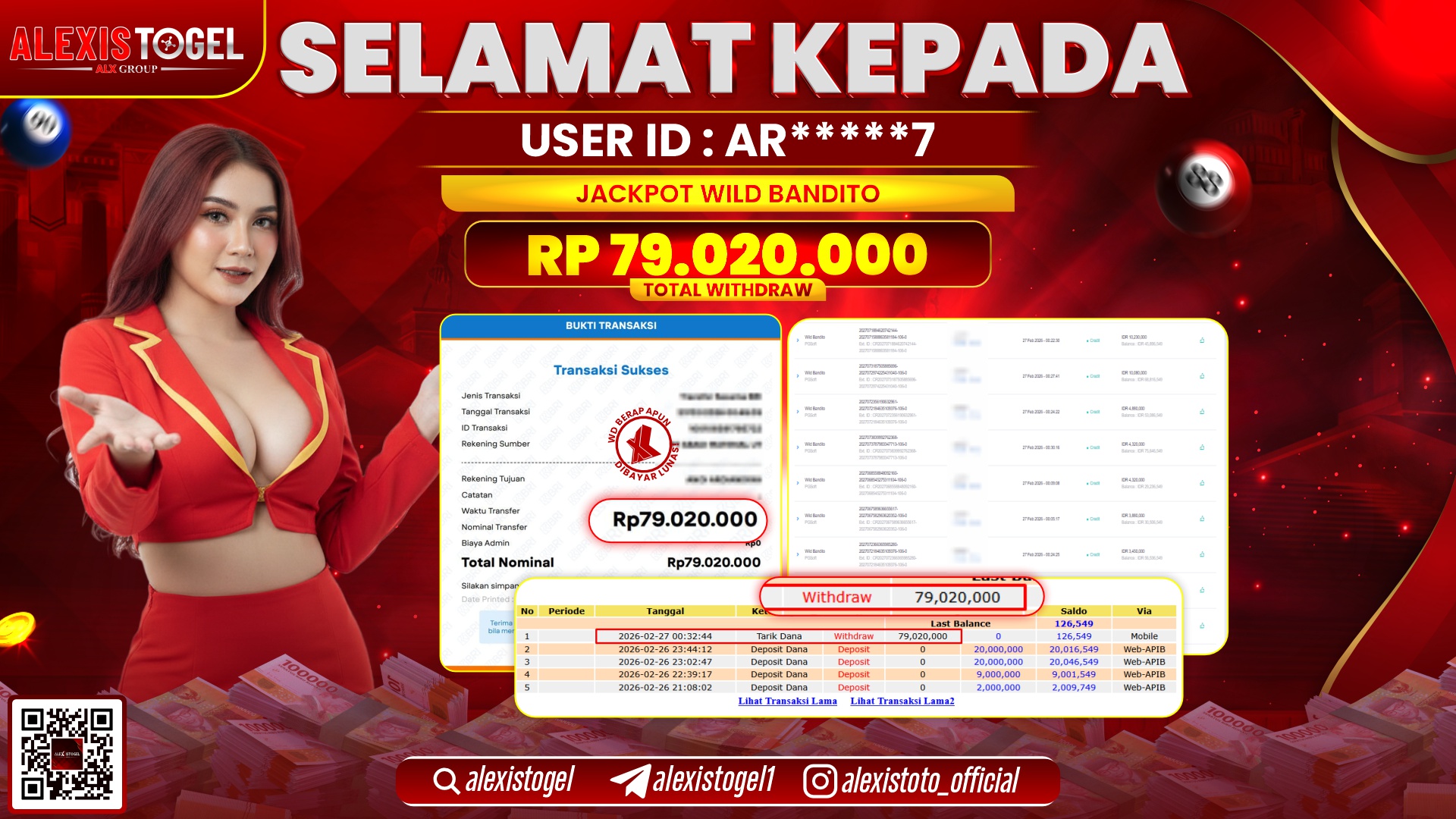 ALEXISTOGEL di SLOT WILD BANDITO RP.79.020.000,- LUNAS 