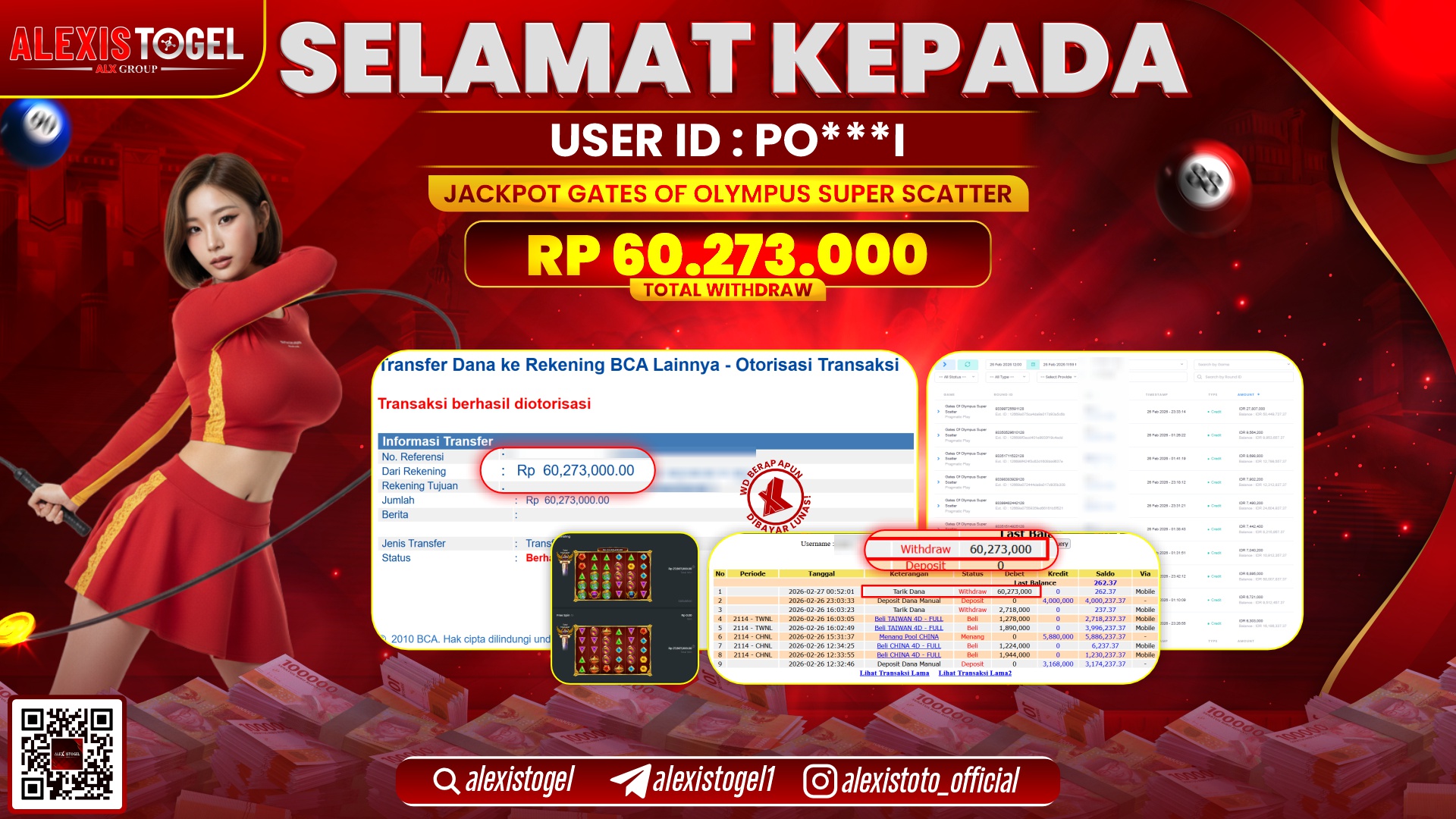 ALEXISTOGEL di SLOT GATES OF OLYMPUS SUPER SCATTER RP.60.000.000,- LUNAS 