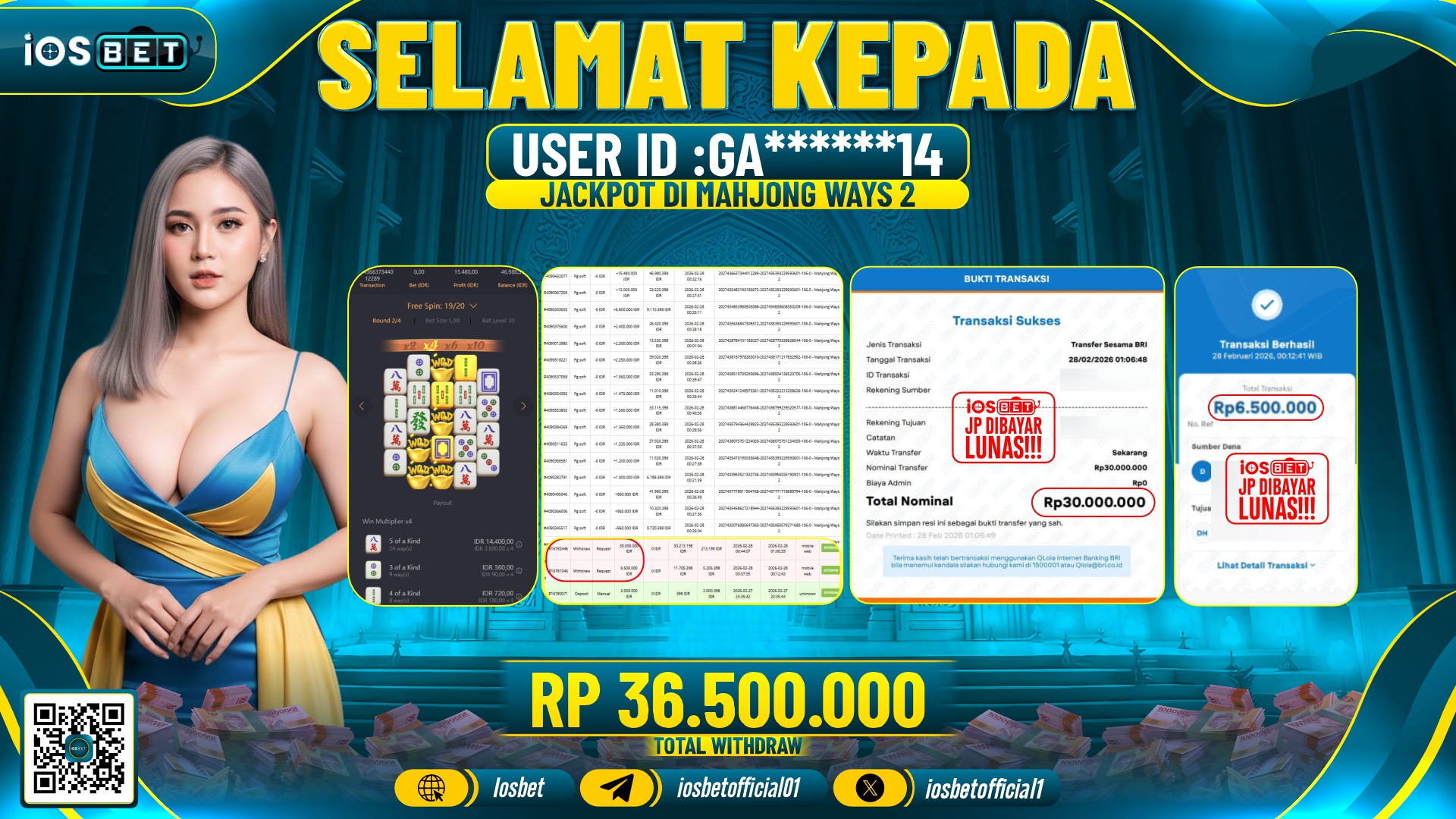 Bukti Pembayaran LUNAS SLOT GAME GACOR Rp.36.500.000,-