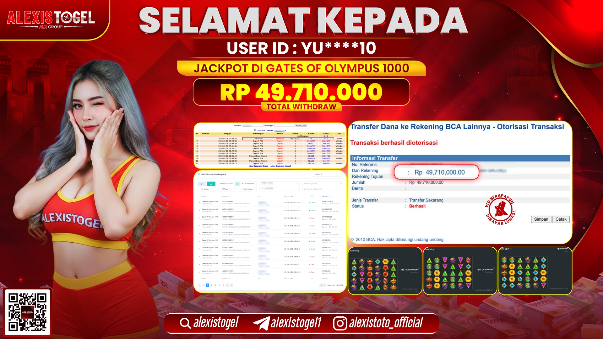 ALEXISTOGEL di SLOT GATES OF OLYMPUS 1000 RP.49.710.000,- LUNAS 