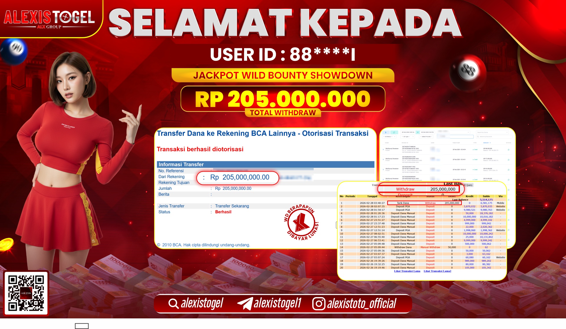 ALEXISTOGEL di SLOT WILD BOUNTY SHOWDOWN RP.205.000.000,- LUNAS 