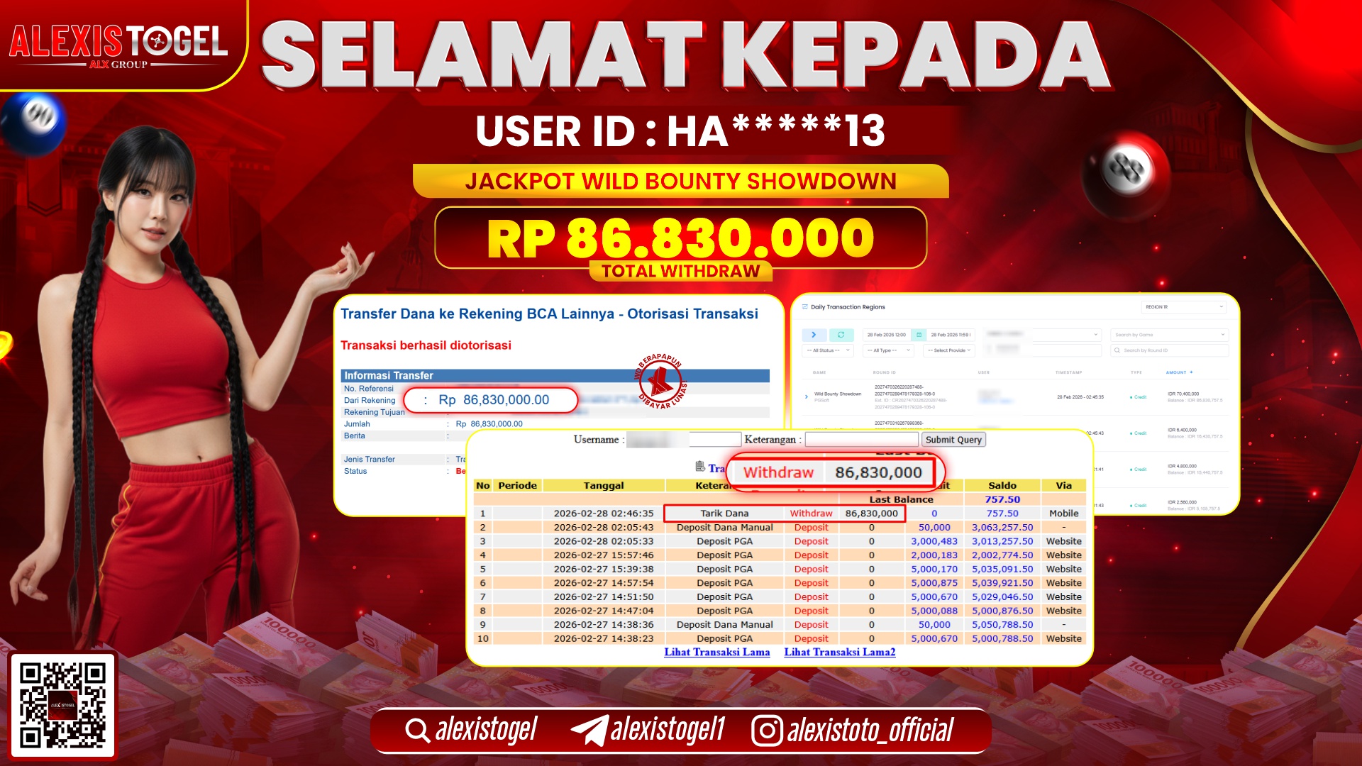 ALEXISTOGEL di SLOT WILD BOYNTY SHOWDOWN RP.86.830.000,- LUNAS 