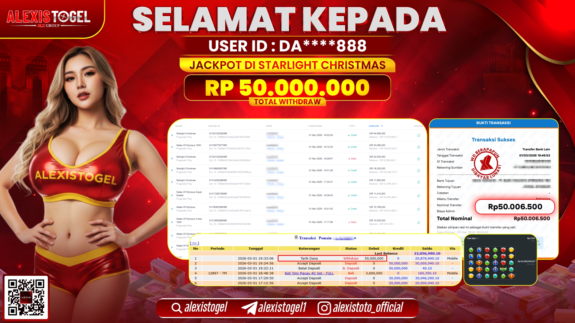 ALEXISTOGEL di SLOT STARLIGHT CHRISTMAS RP.50.000.000,- LUNAS 