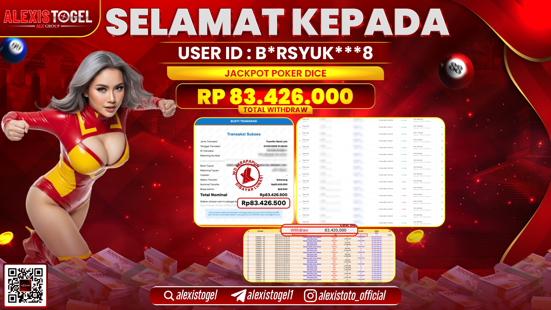 ALEXISTOGEL di IDN LIVE POKER DICE RP.83.426.000,- LUNAS 