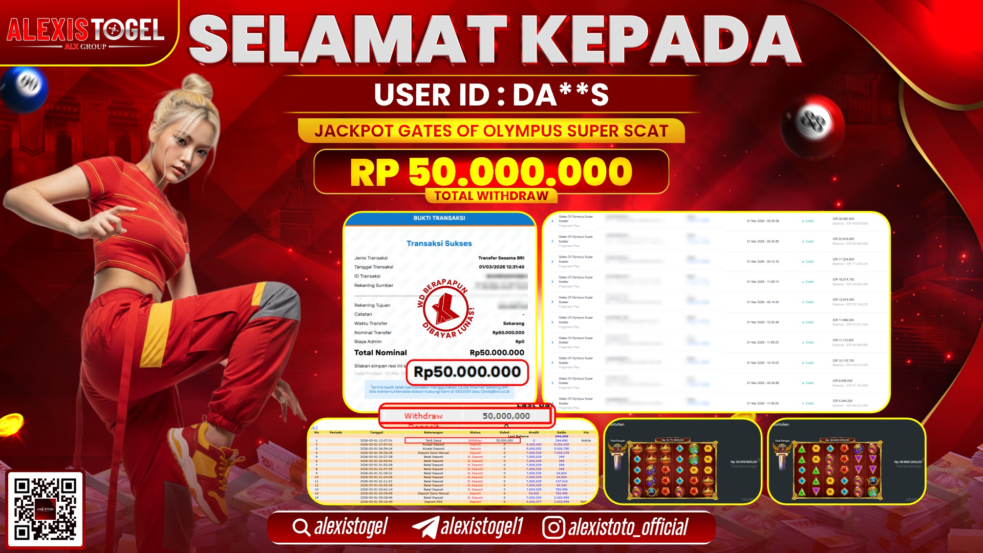 ALEXISTOGEL di SLOT GATES OF OLYMPUS SUPER SCATTER RP.50.000.000,- LUNAS 