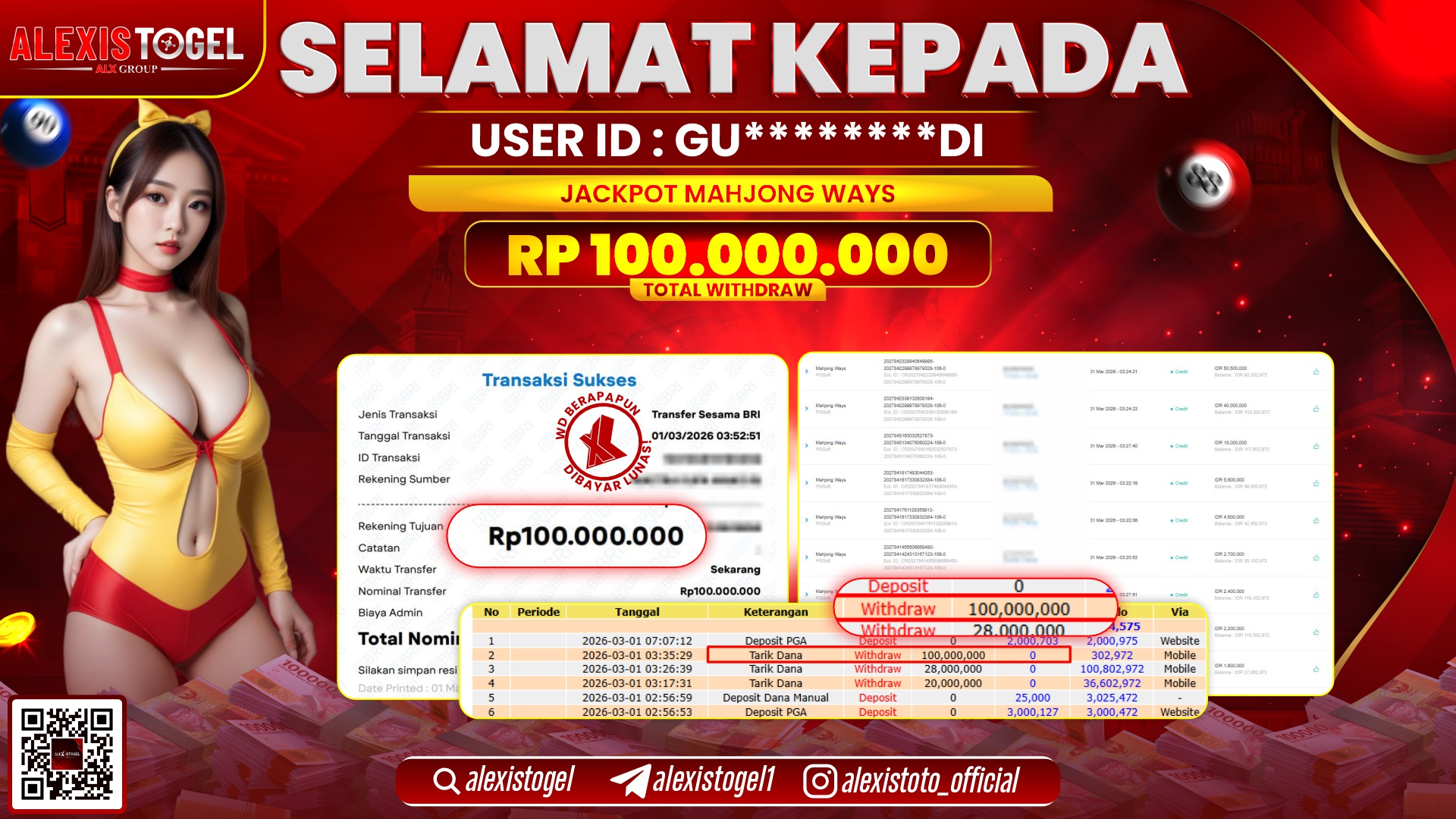 ALEXISTOGEL di SLOT MAHJONG WAYS RP.100.000.000,- LUNAS 