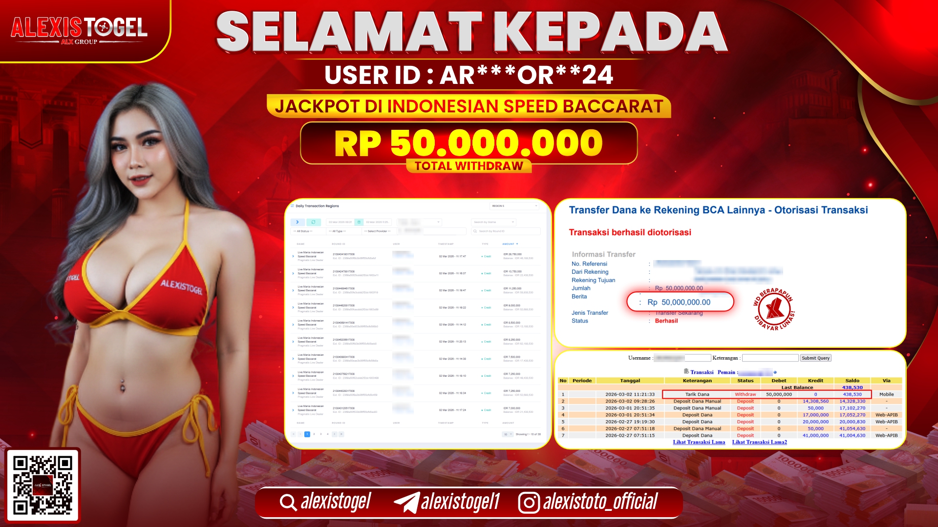 ALEXISTOGEL di INDONESIAN SPEED BACCARAT RP.50.000.000,- LUNAS 