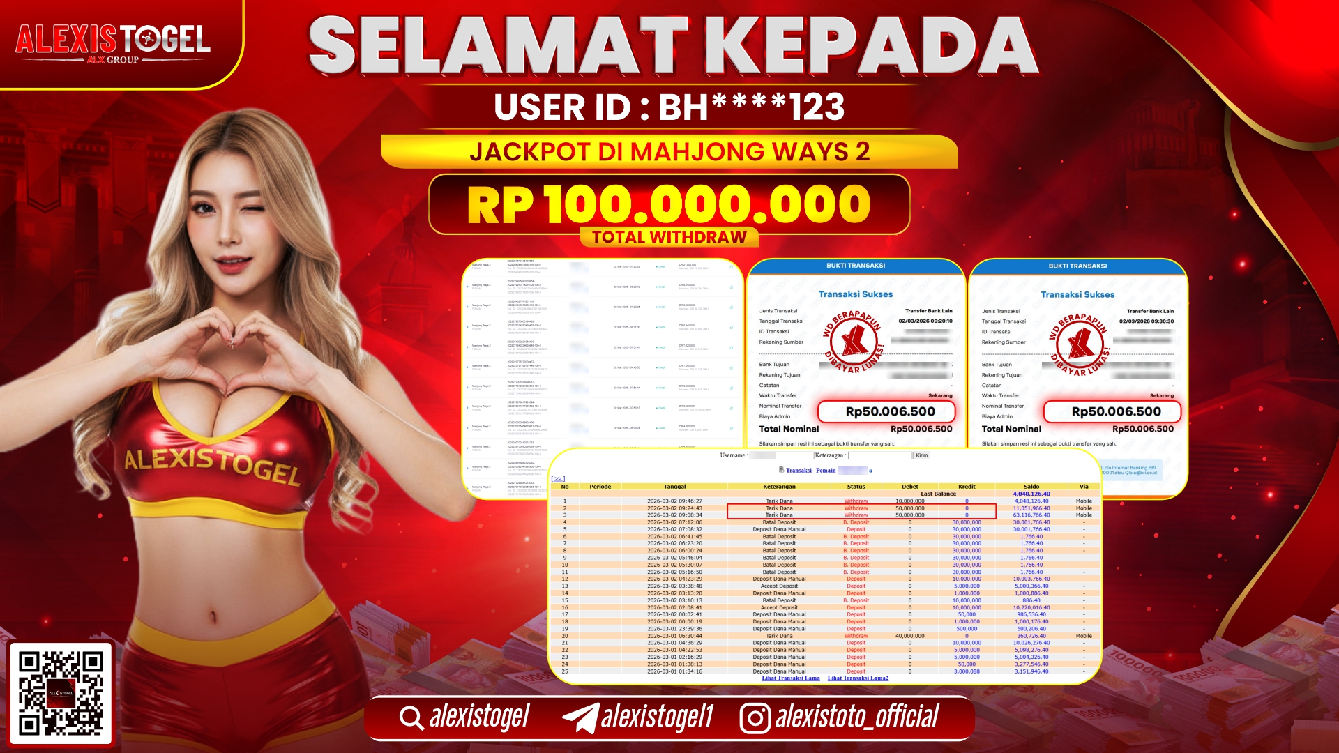 ALEXISTOGEL di SLOT MAHJONG WAYS 2 RP.100.000.000,- LUNAS 