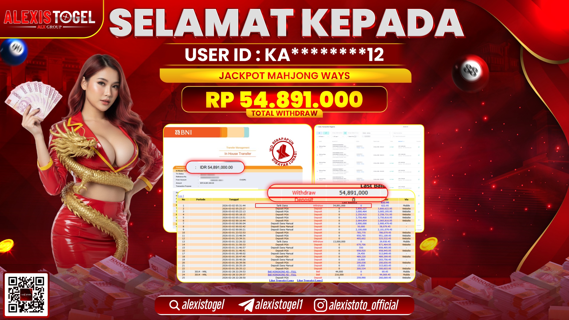 ALEXISTOGEL di SLOT MAHJONG WAYS RP.54.891.000,- LUNAS 