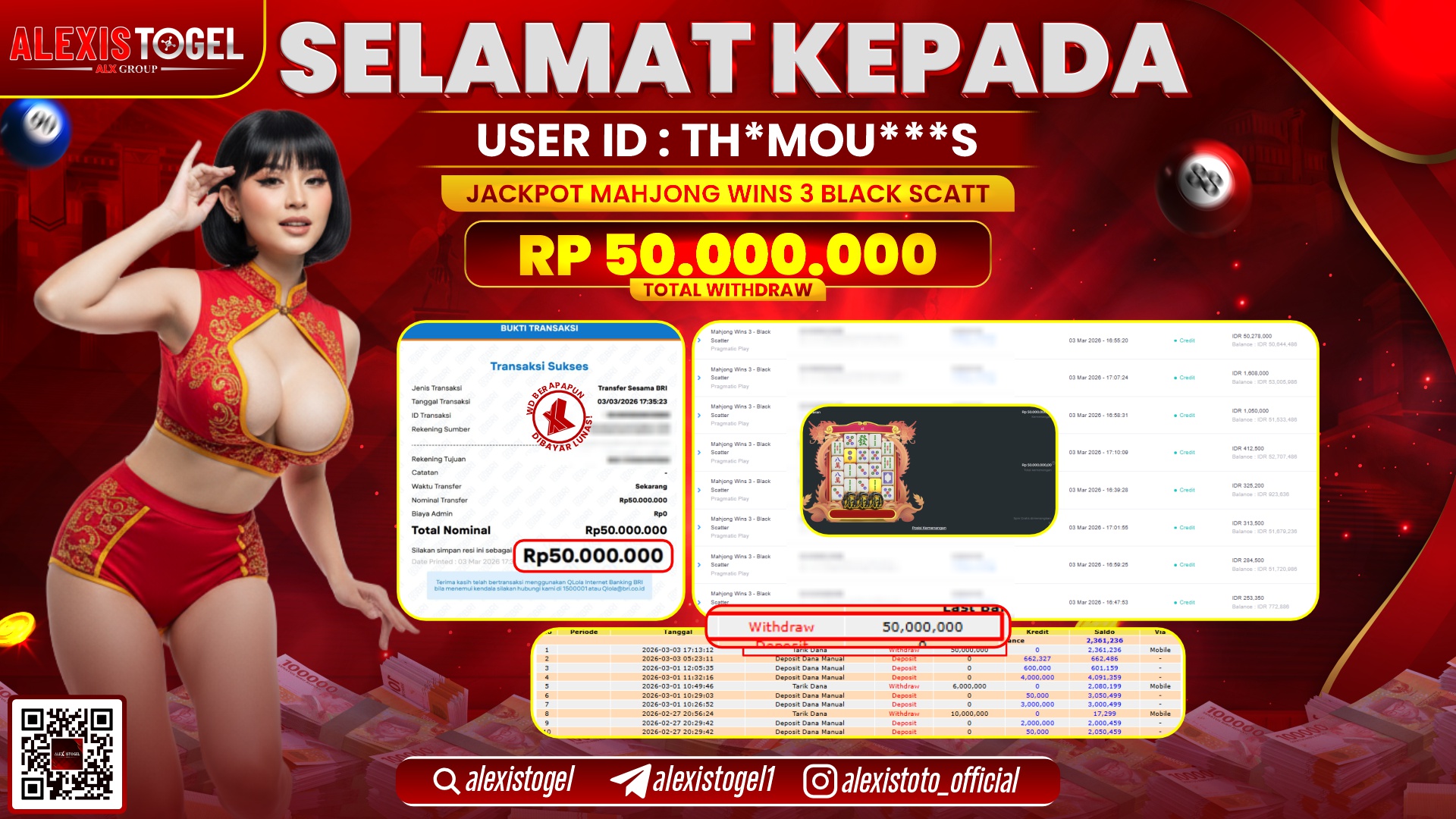 ALEXISTOGEL di SLOT MAHJONG WINS 3 BLACK SCATT RP.50.000.000,- LUNAS 