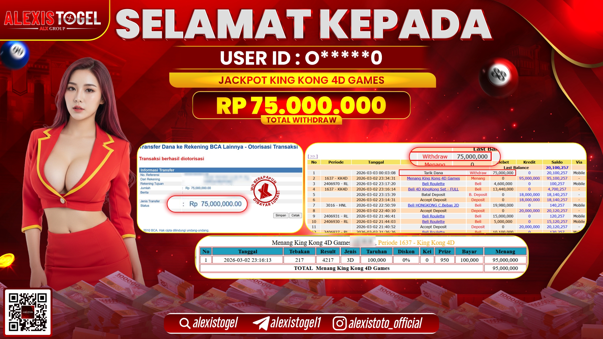 ALEXISTOGEL di TOGEL KING KONG 4D RP.75.000.000,- LUNAS 