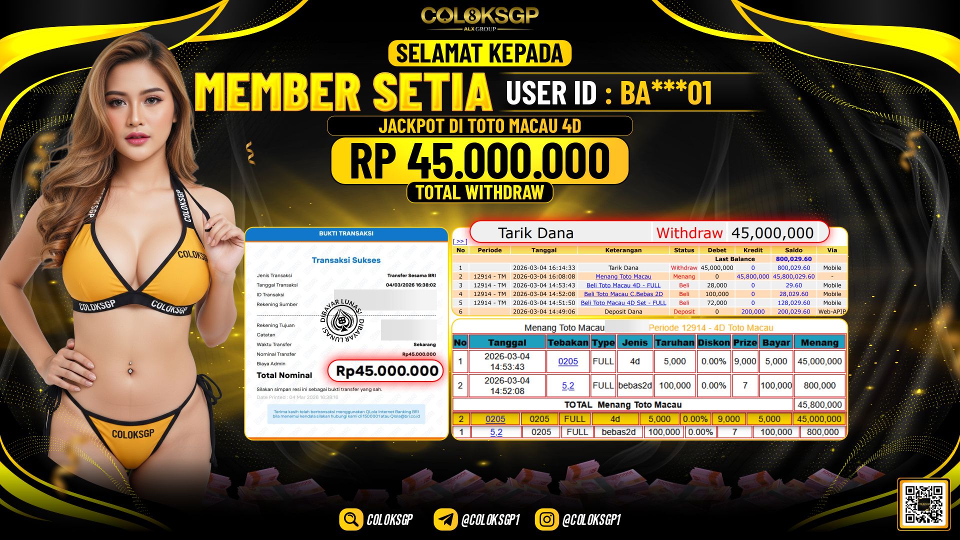 COLOKSGP JACKPOT DI TOTO MACAU 4D