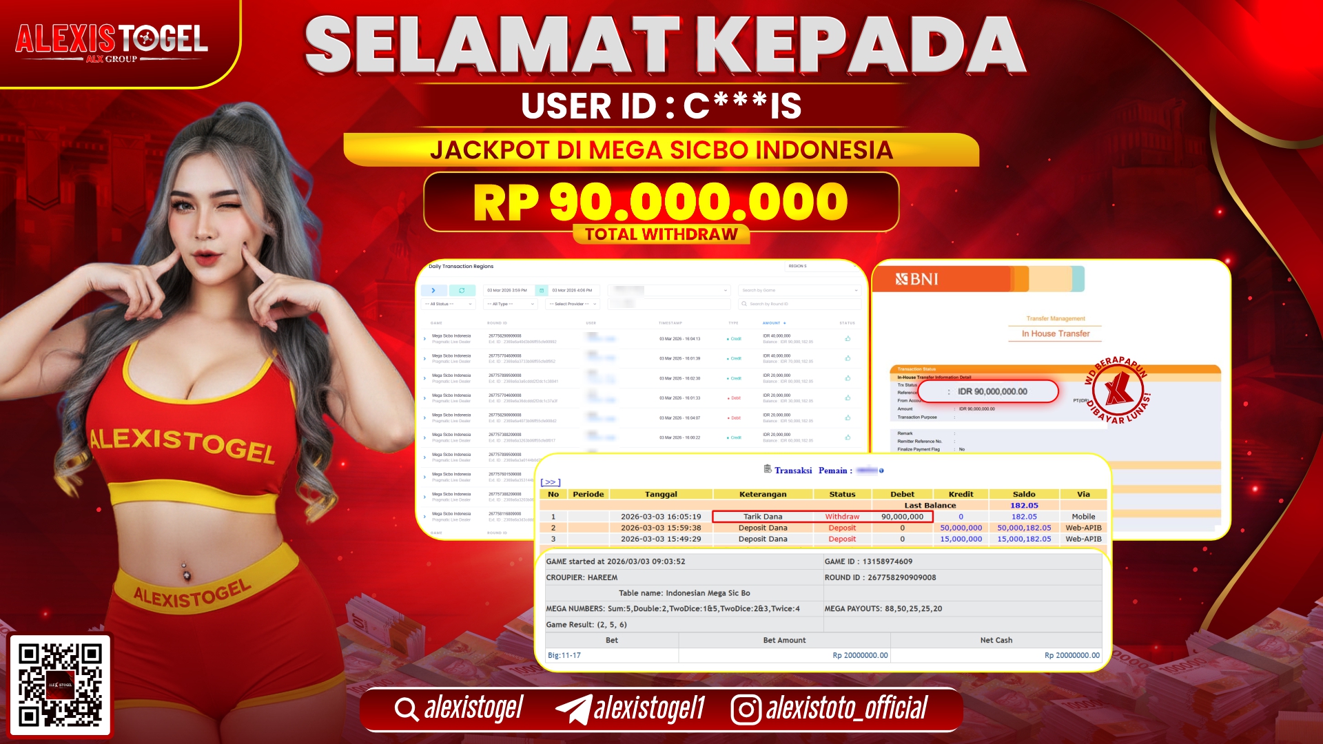 ALEXISTOGEL di PPLD MEGA SICBO INDONESIA RP.90.000.000,- LUNAS 