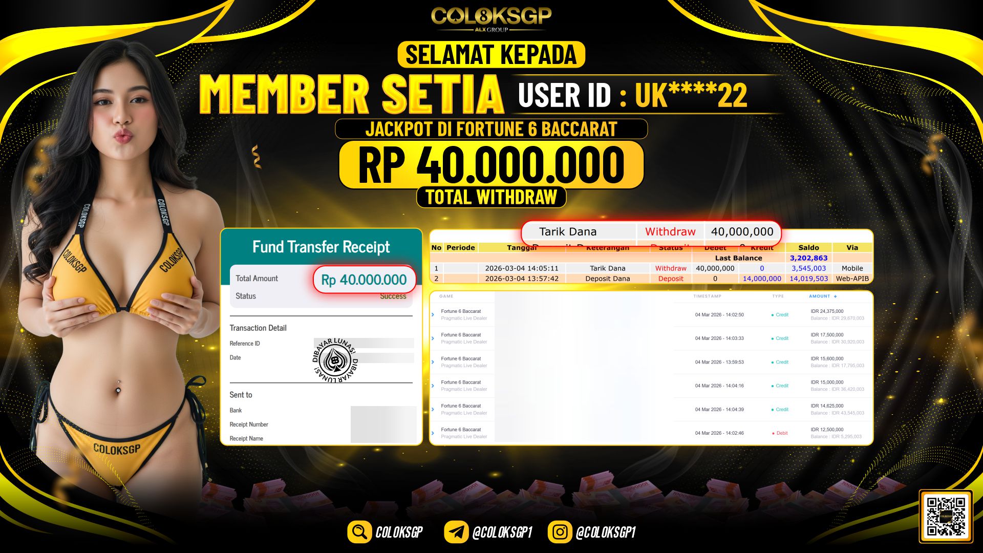 COLOKSGP JACKPOT DI FORTUNE 6 BACCARAT